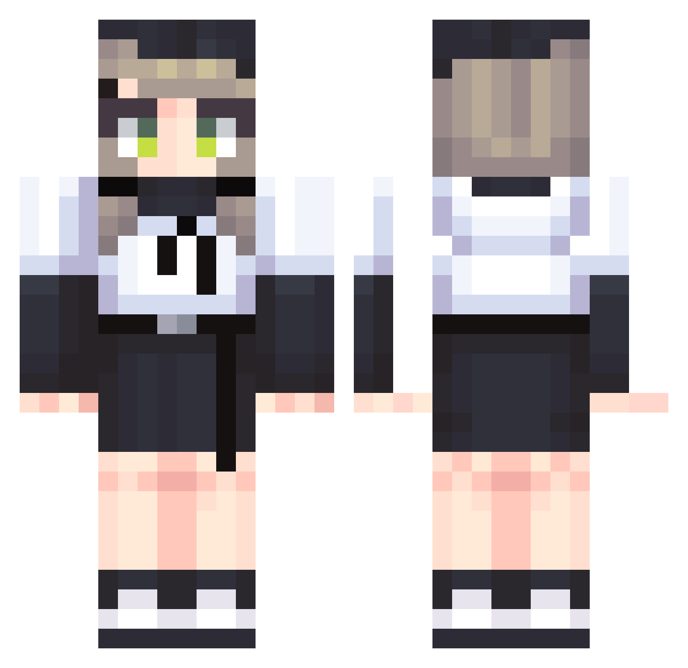 sleepgrounds Minecraft skin, front and back view