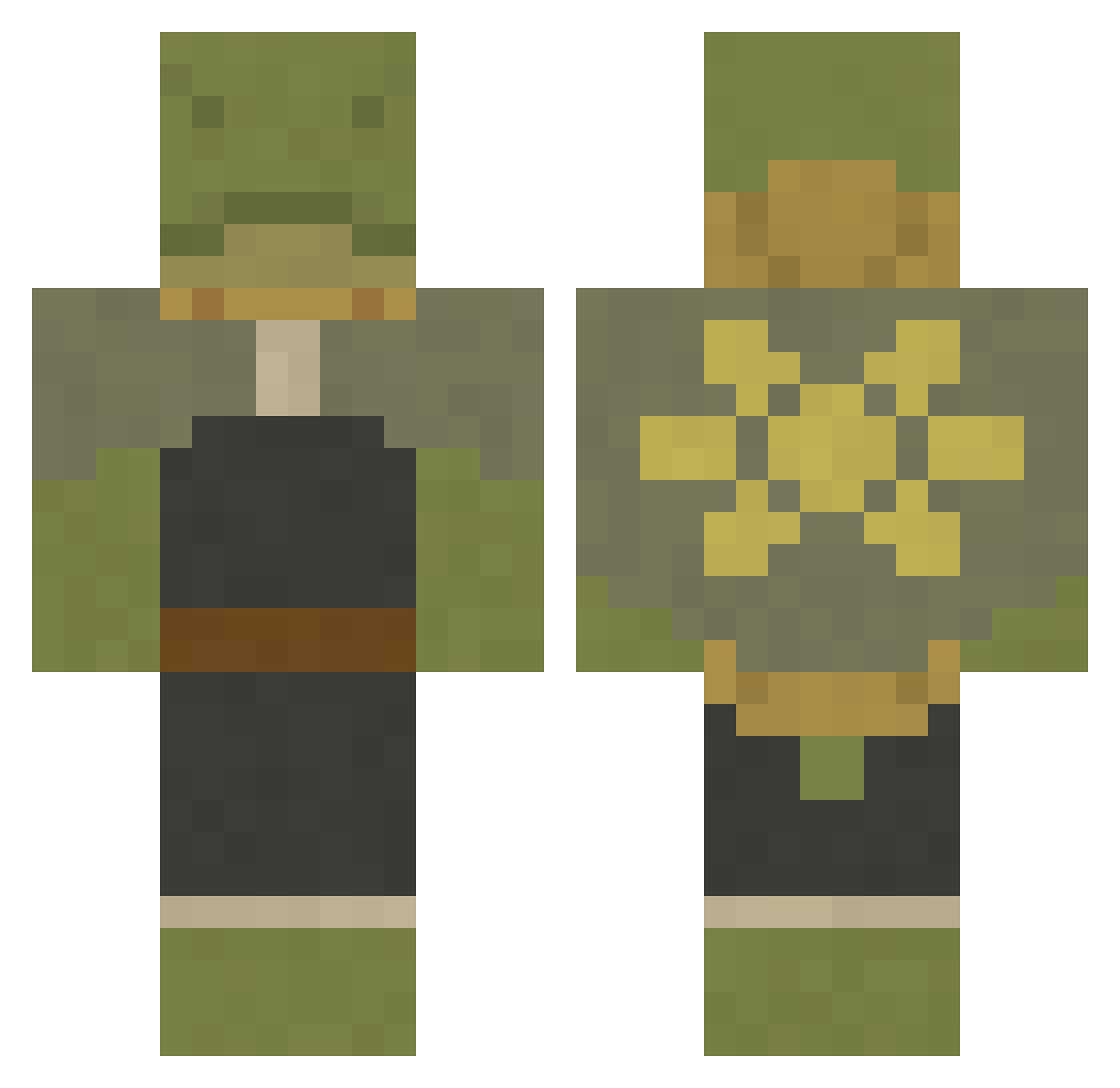LegOwO77 Minecraft skin, front and back view