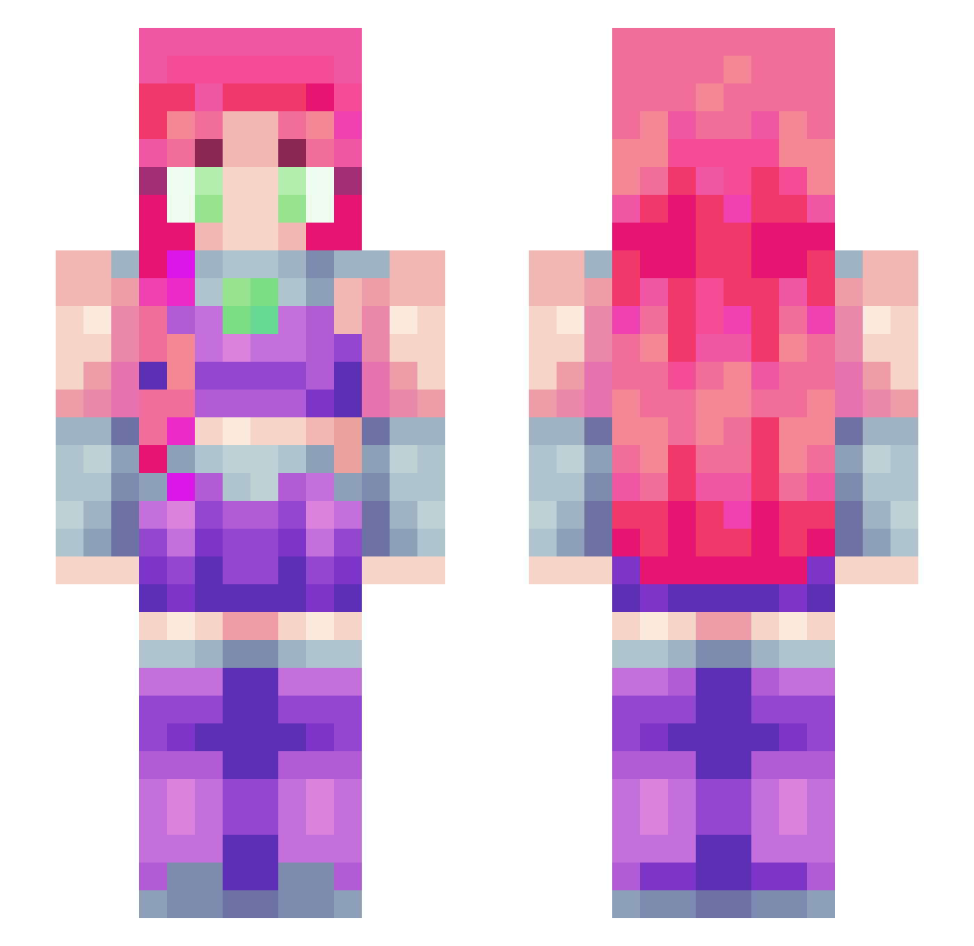 sn00bz Minecraft skin, front and back view