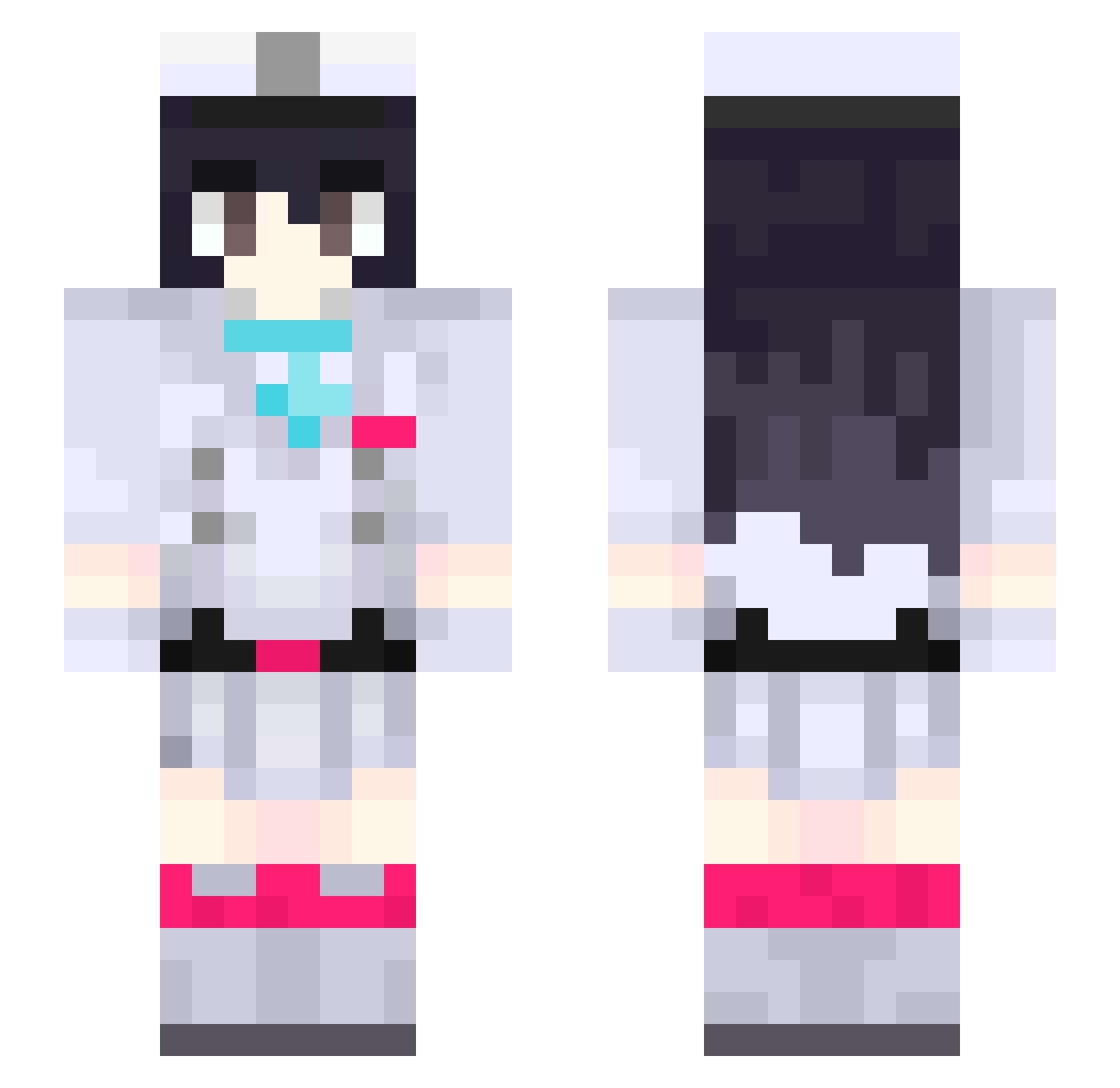 Vnged Minecraft skin, front and back view