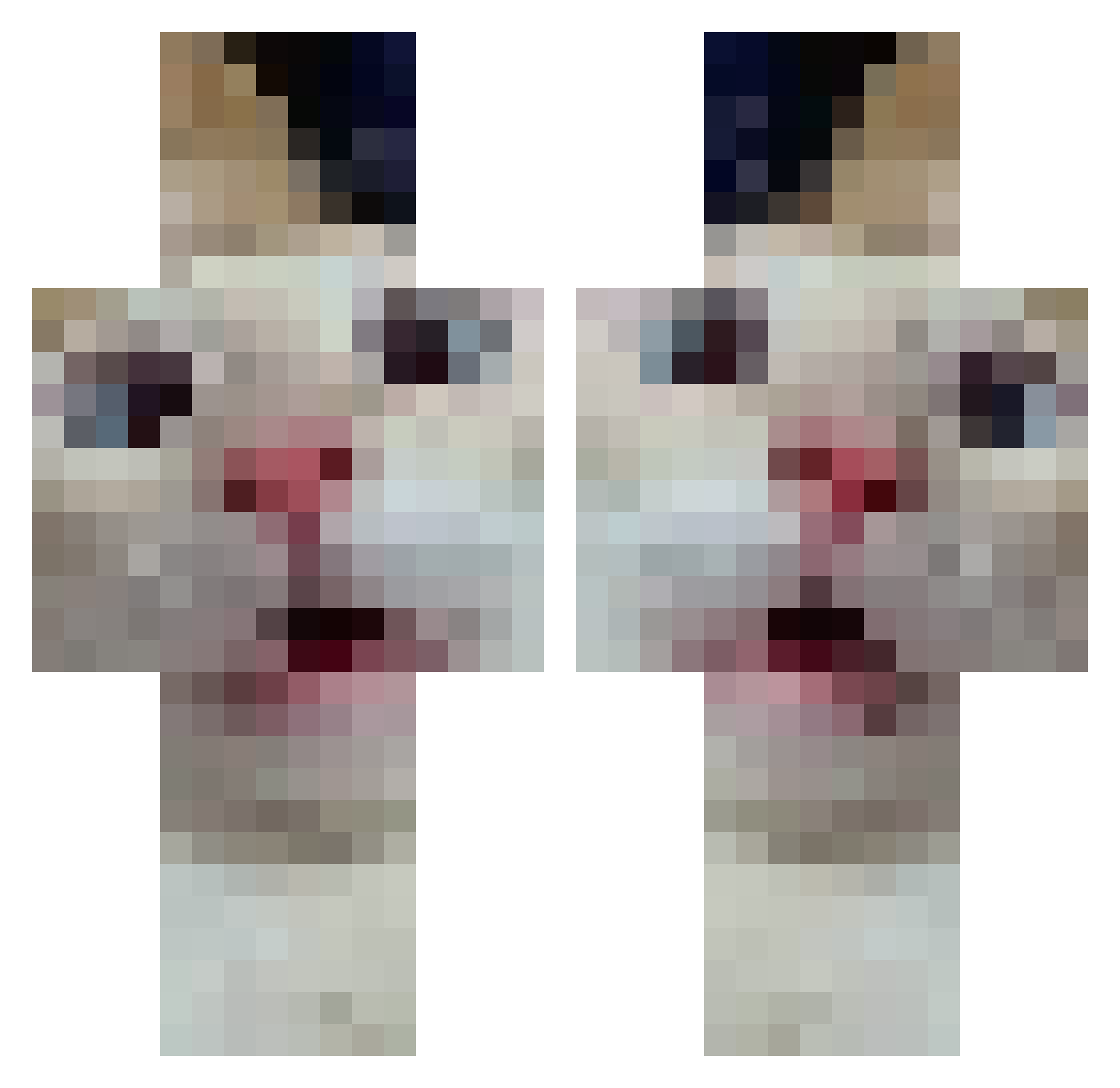 JameTOOD Minecraft skin, front and back view