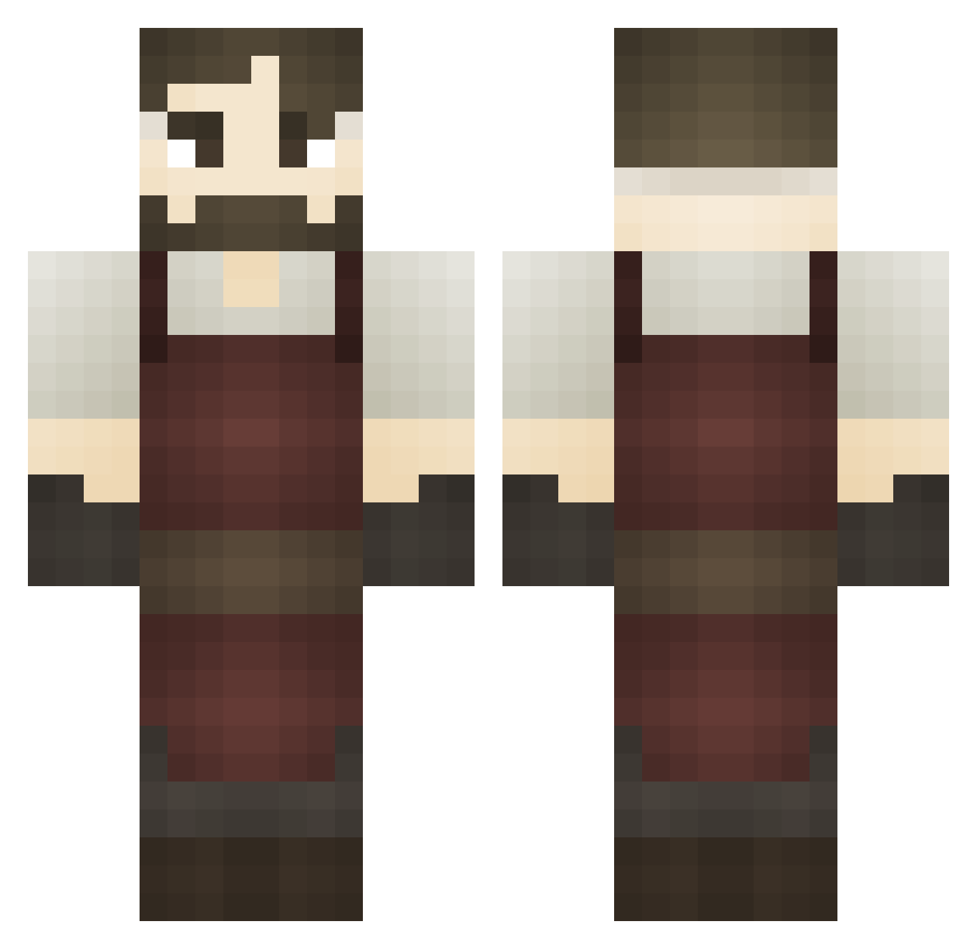 MikeMish Minecraft skin, front and back view