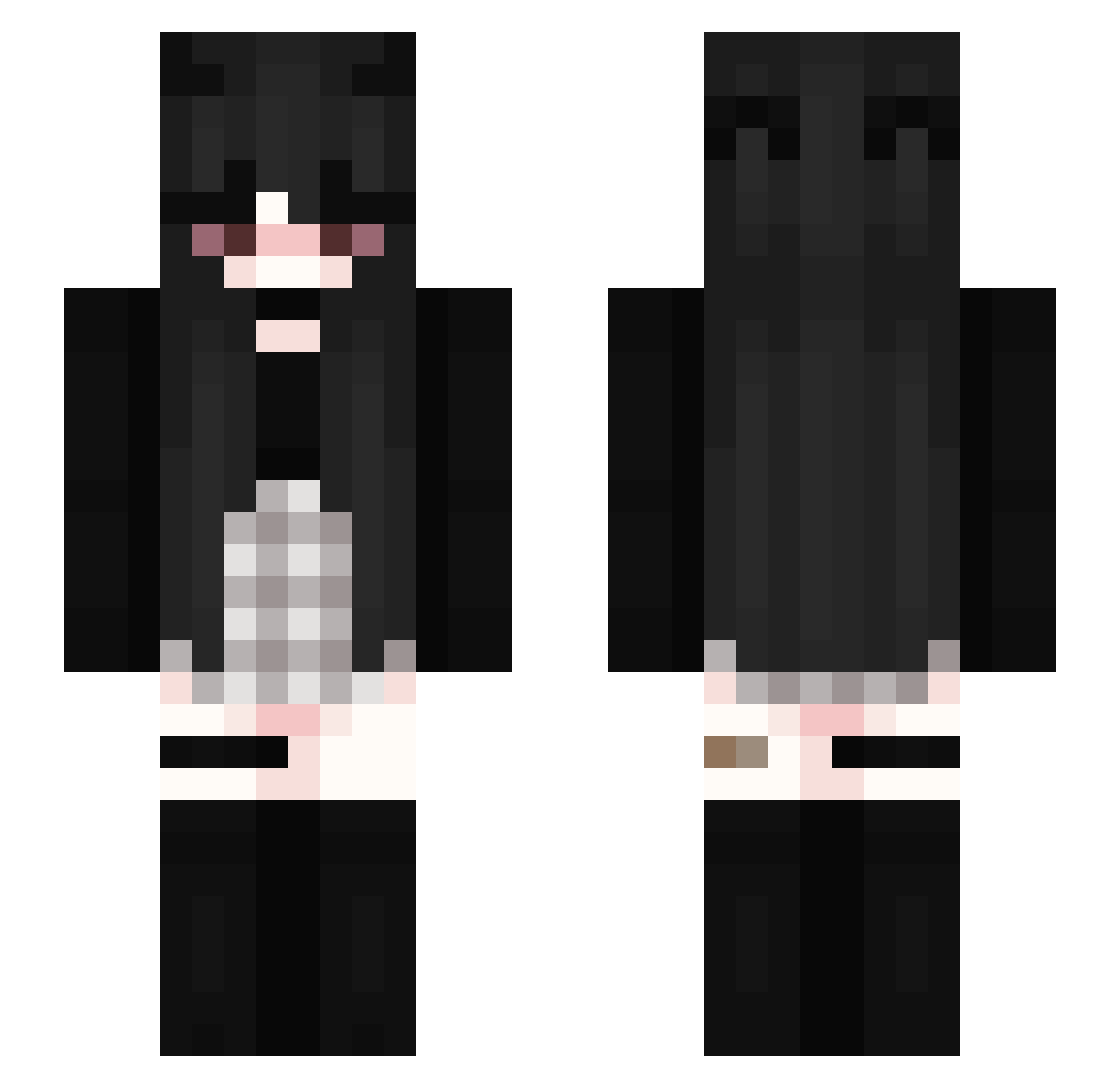 undresses Minecraft skin, front and back view