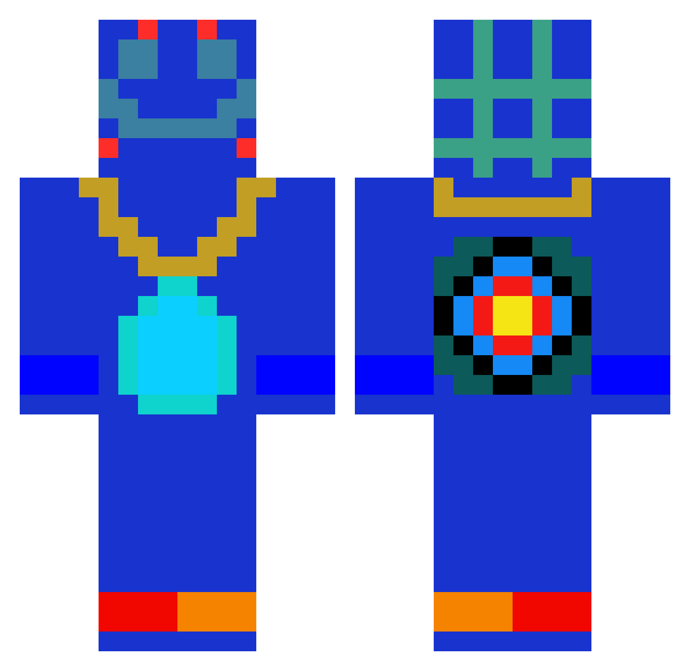 UnQuietable Minecraft skin, front and back view