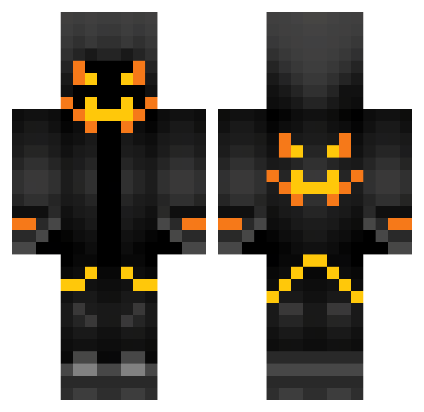 qssho Minecraft skin, front and back view