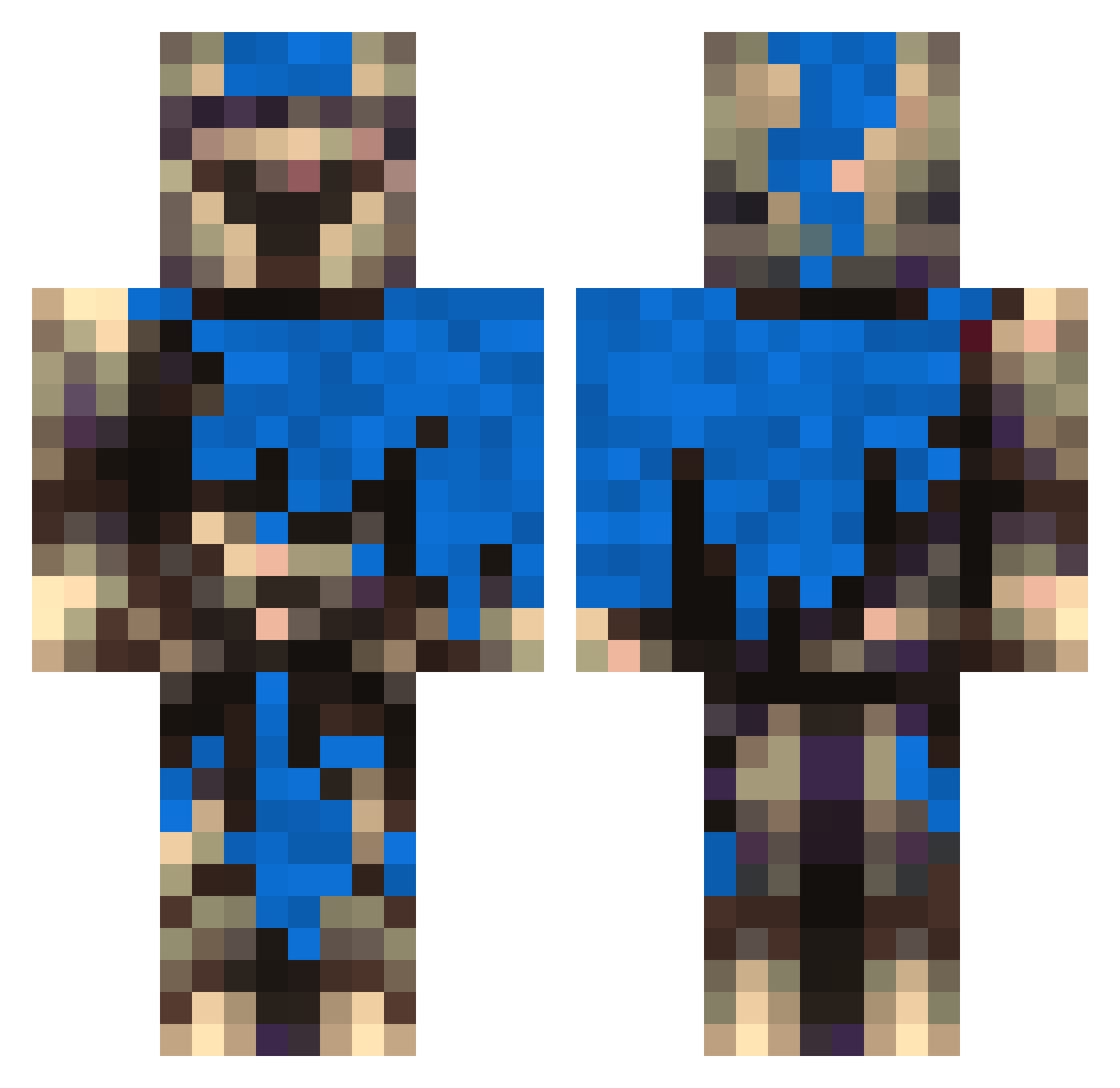 AvoidedNoob Minecraft skin, front and back view