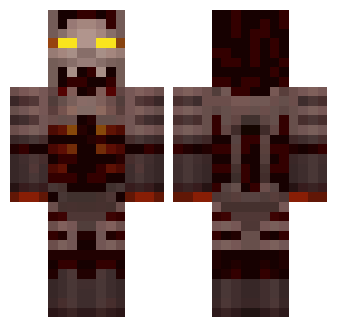 Rochette Minecraft skin, front and back view