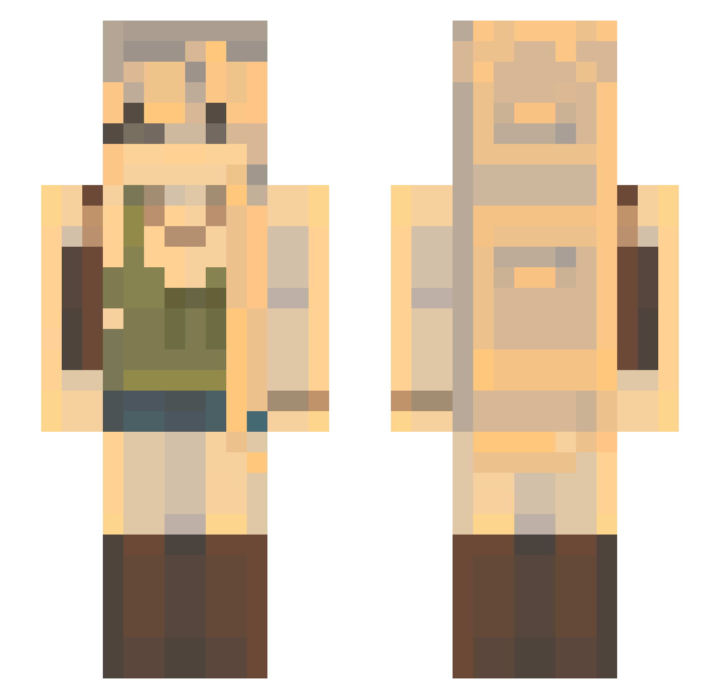 gmei Minecraft skin, front and back view