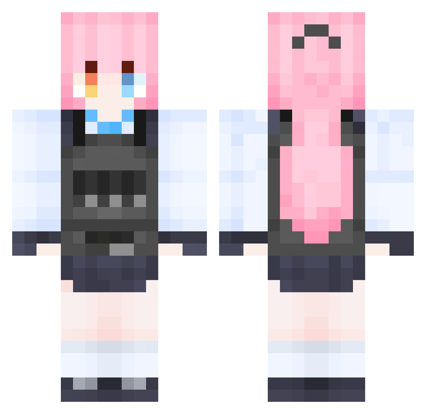 syake_ikura Minecraft skin, front and back view