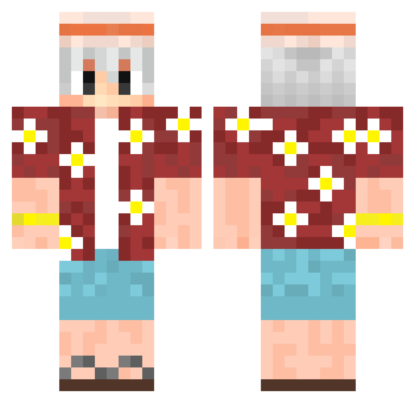 xDaniuPL Minecraft skin, front and back view