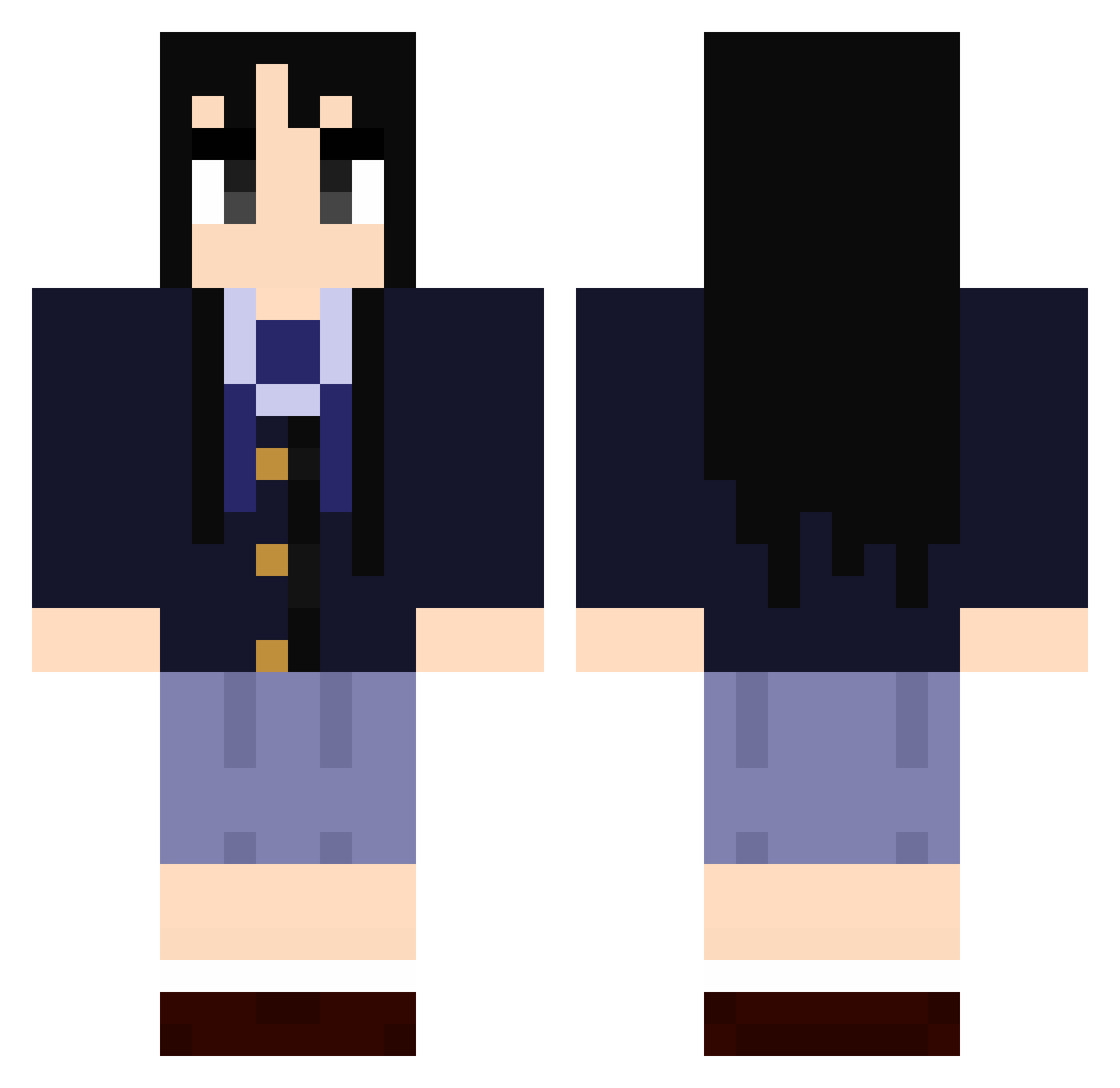 Harmonized Minecraft skin, front and back view