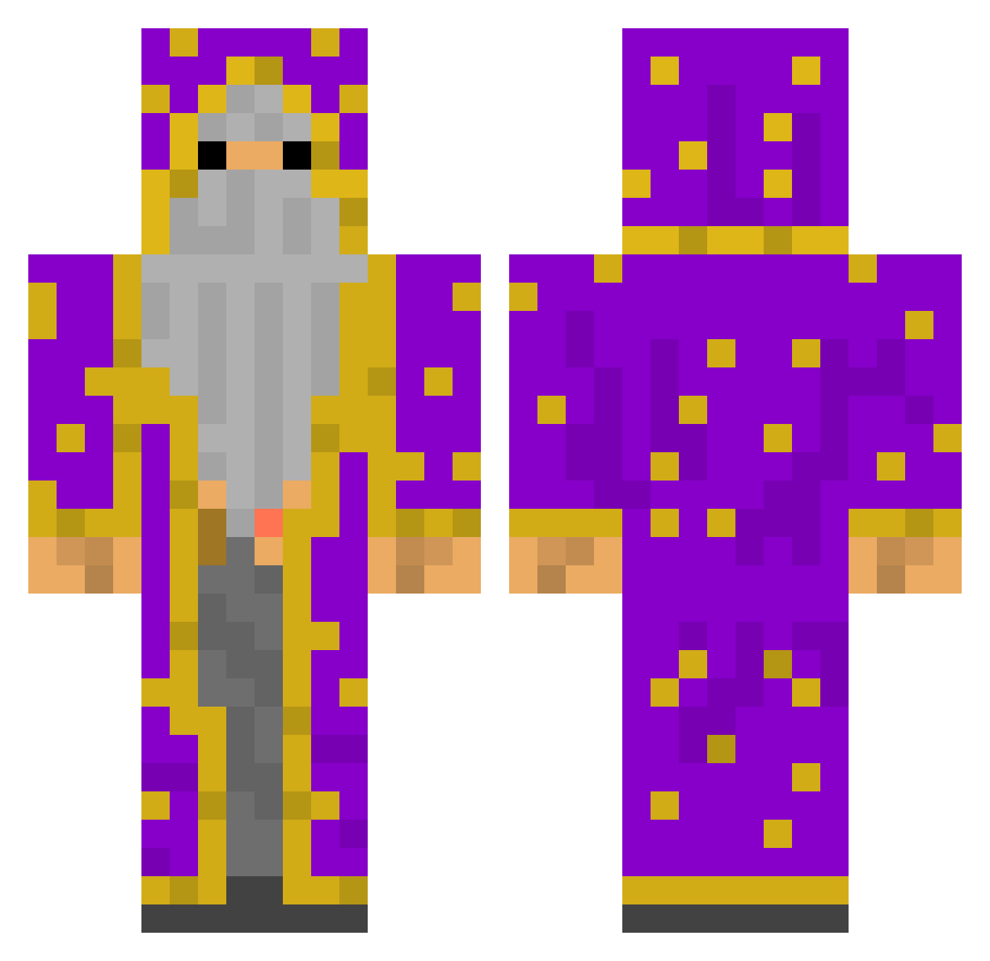 mewhispaa Minecraft skin, front and back view