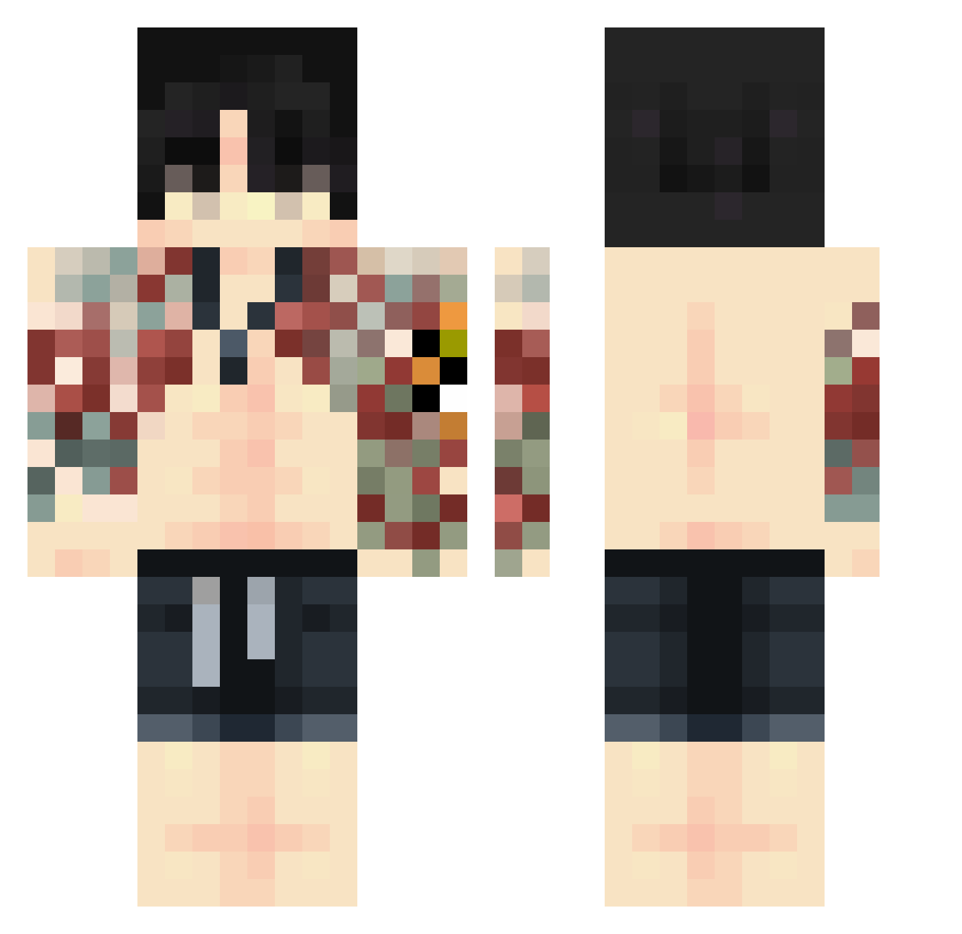 KuroPvP Minecraft skin, front and back view
