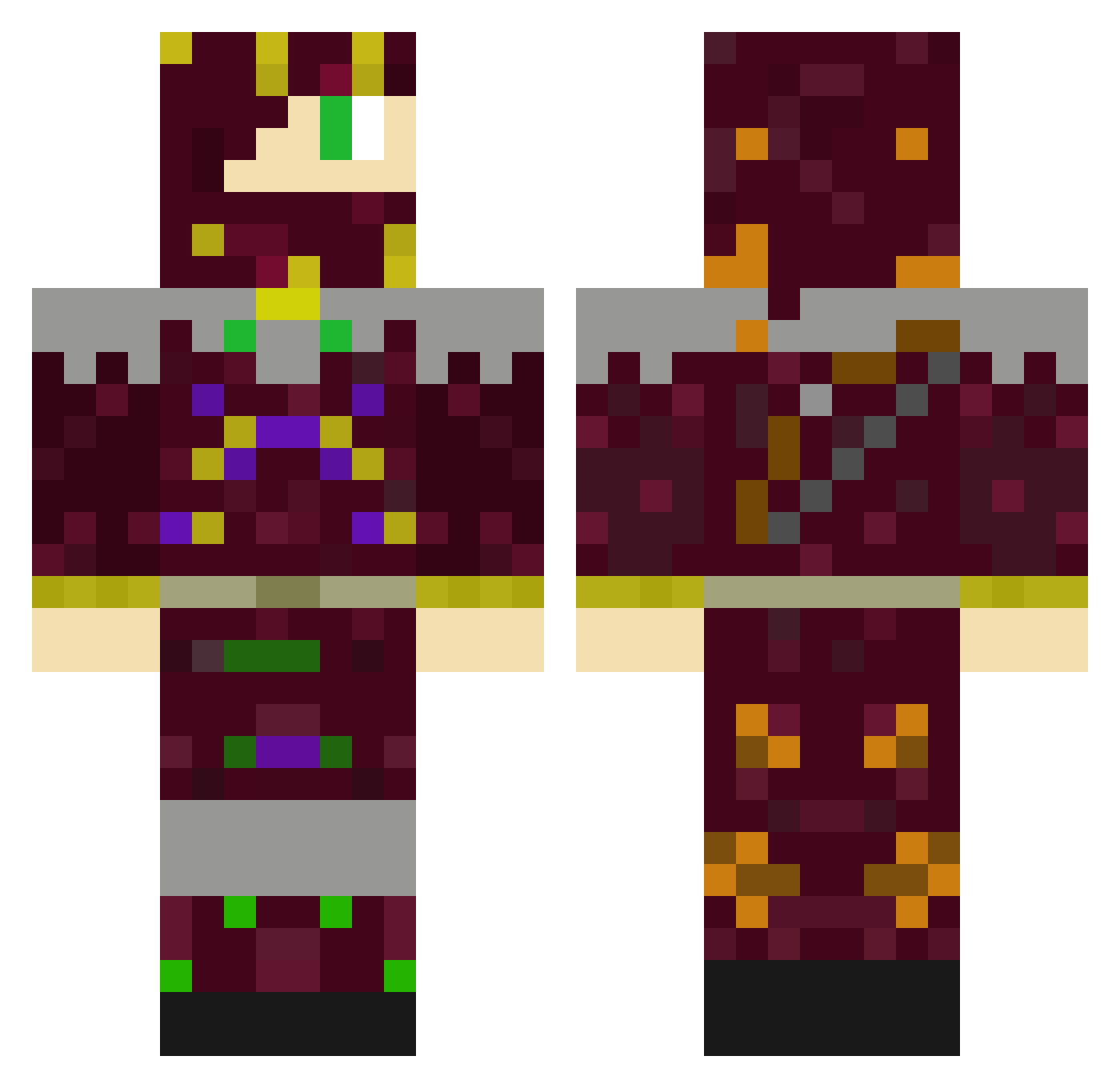 Stiria Minecraft skin, front and back view