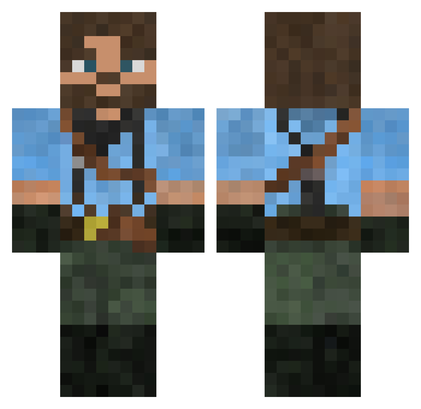 IsuraKaze Minecraft skin, front and back view
