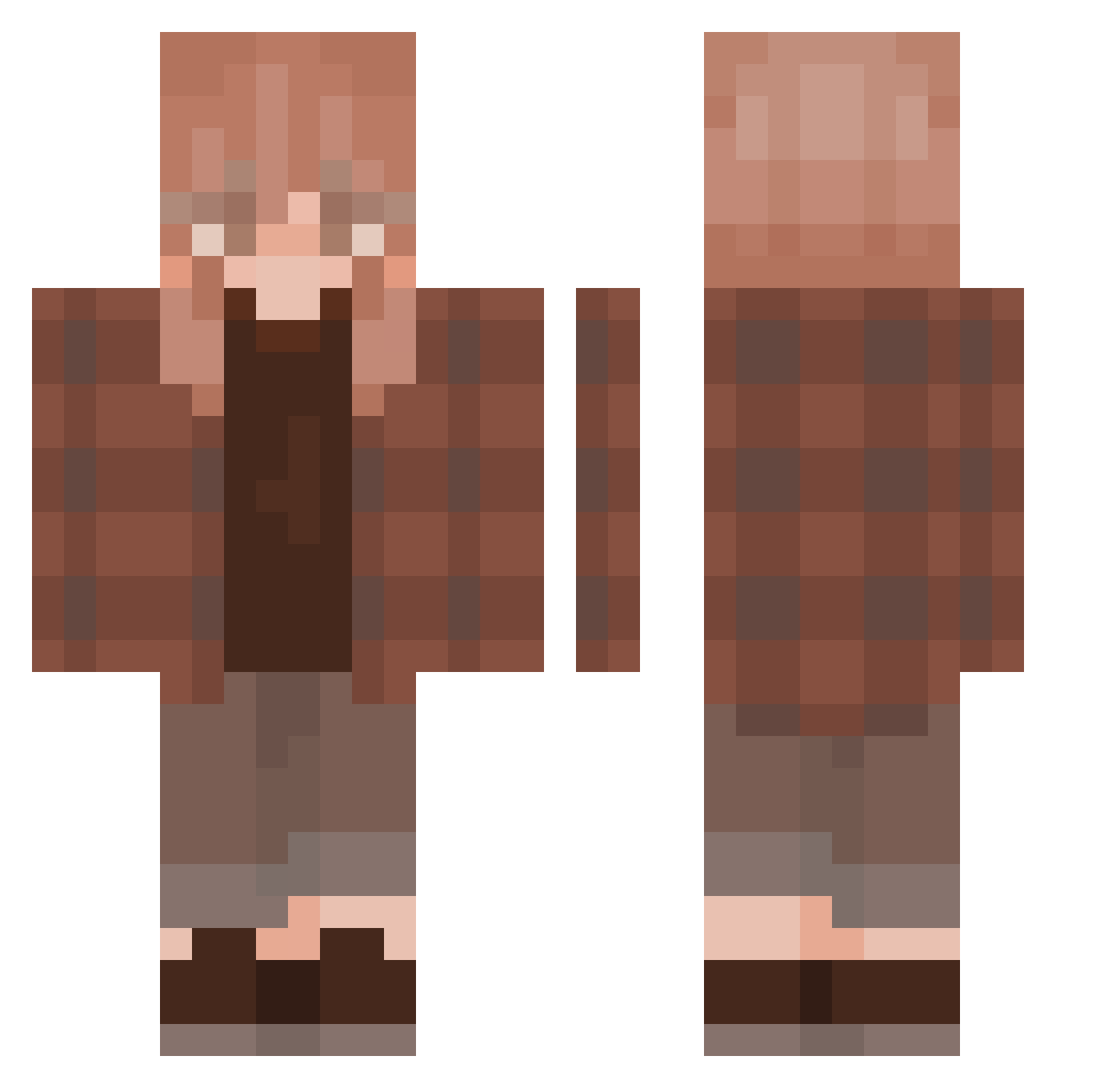 swivett Minecraft skin, front and back view