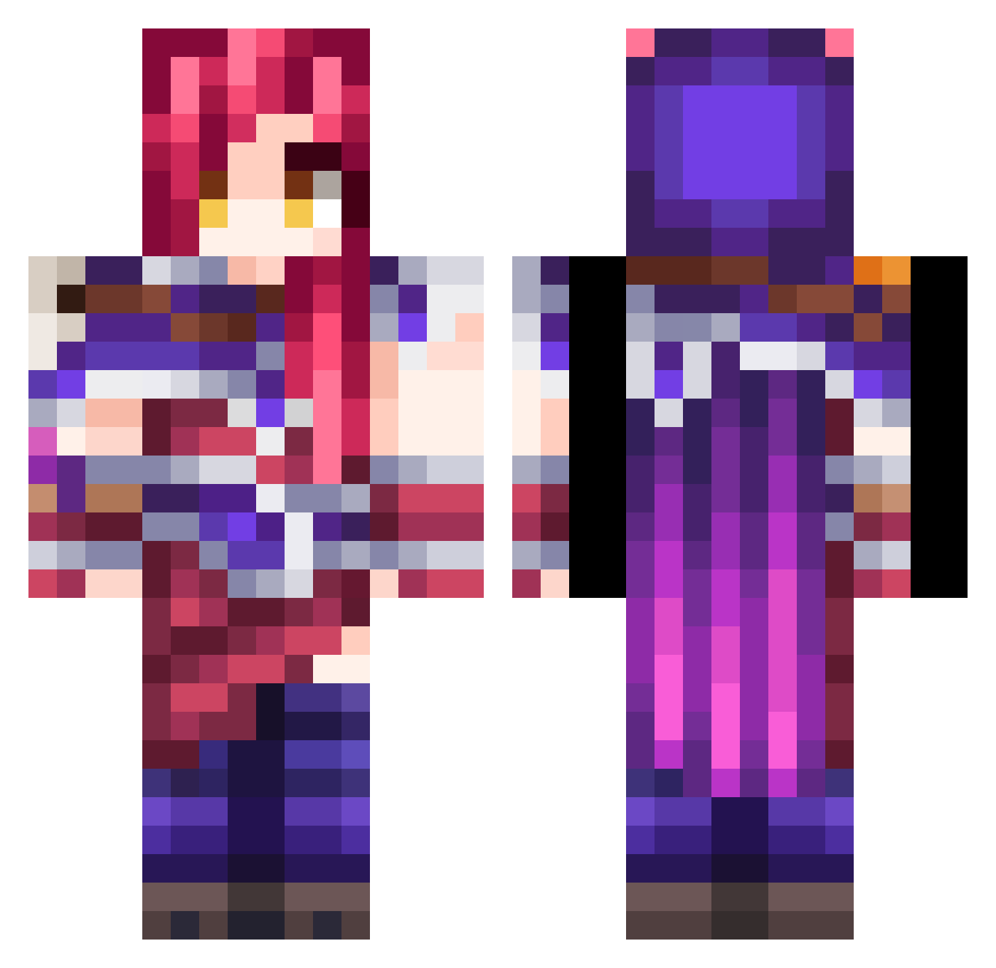soxzthewolf Minecraft skin, front and back view