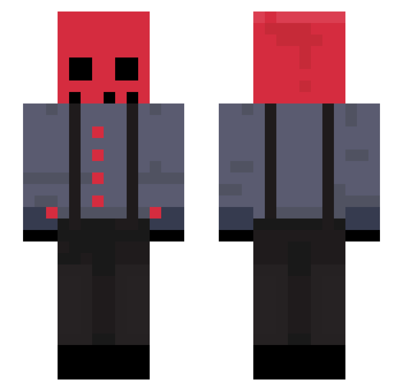 VeeBoom Minecraft skin, front and back view