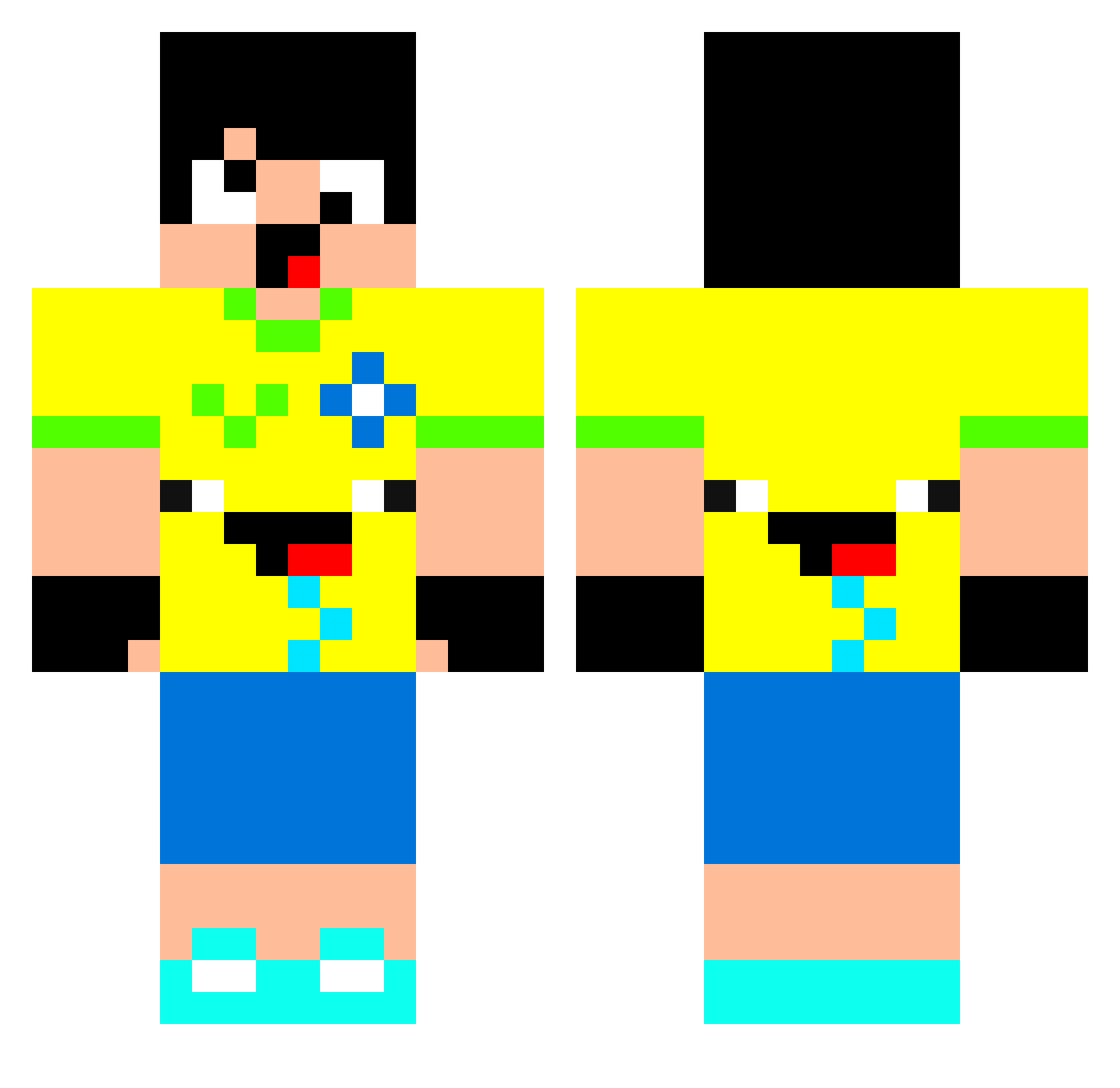 Jotakca Minecraft skin, front and back view