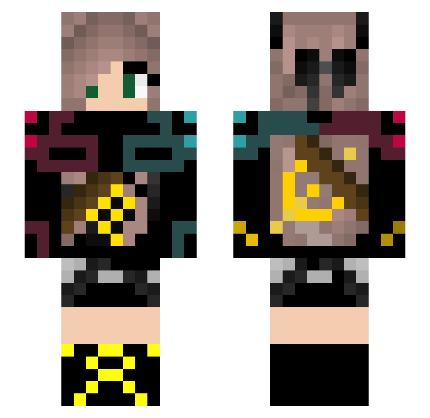 xk_chi_ga_li Minecraft skin, front and back view