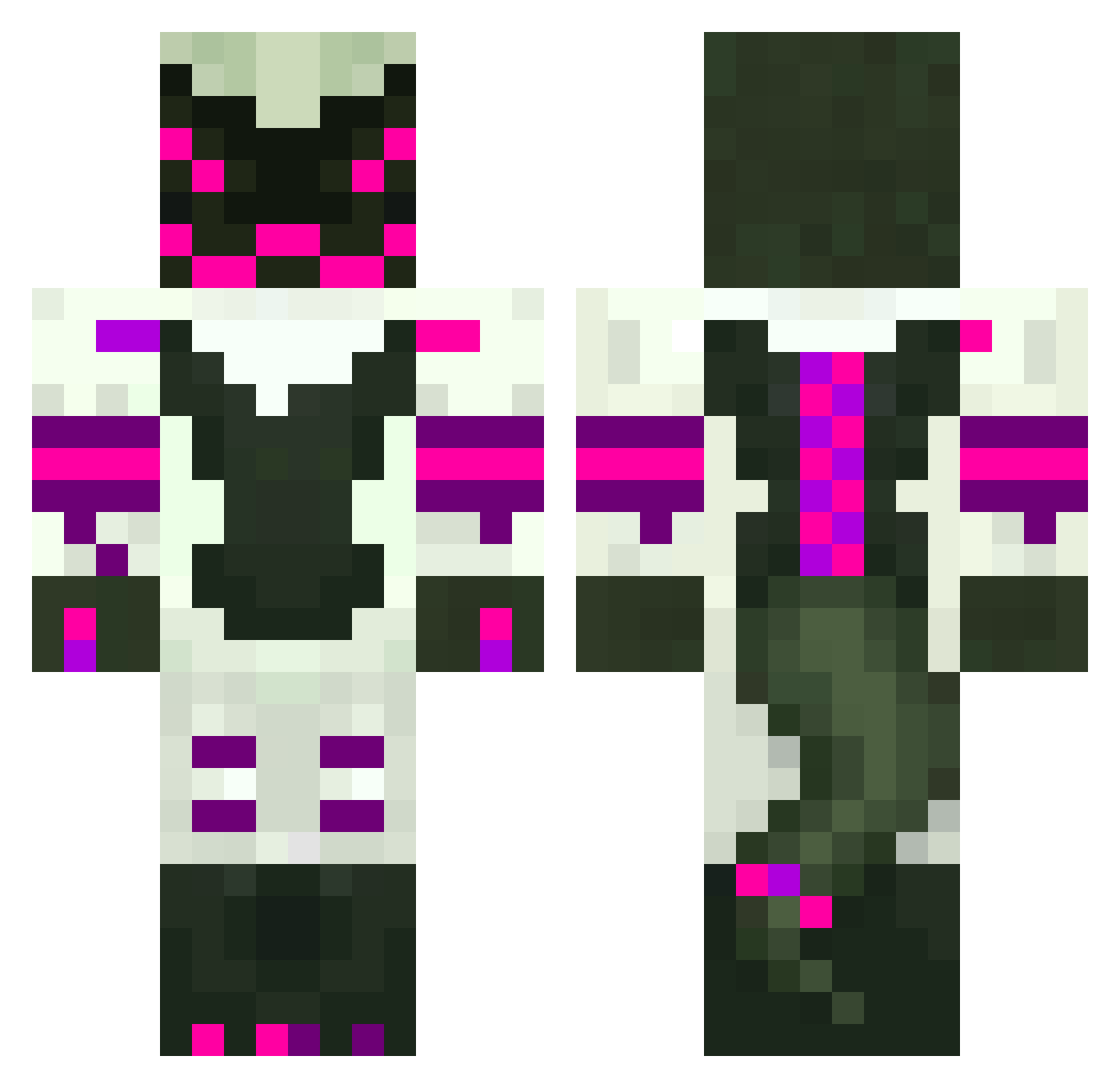 JustSaesh Minecraft skin, front and back view