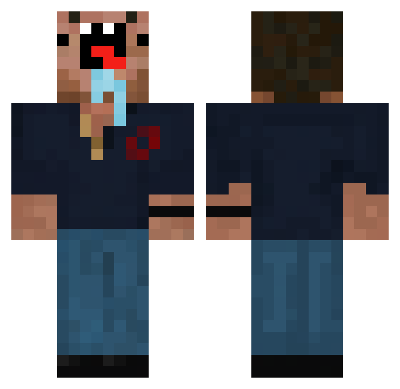 justanisland Minecraft skin, front and back view
