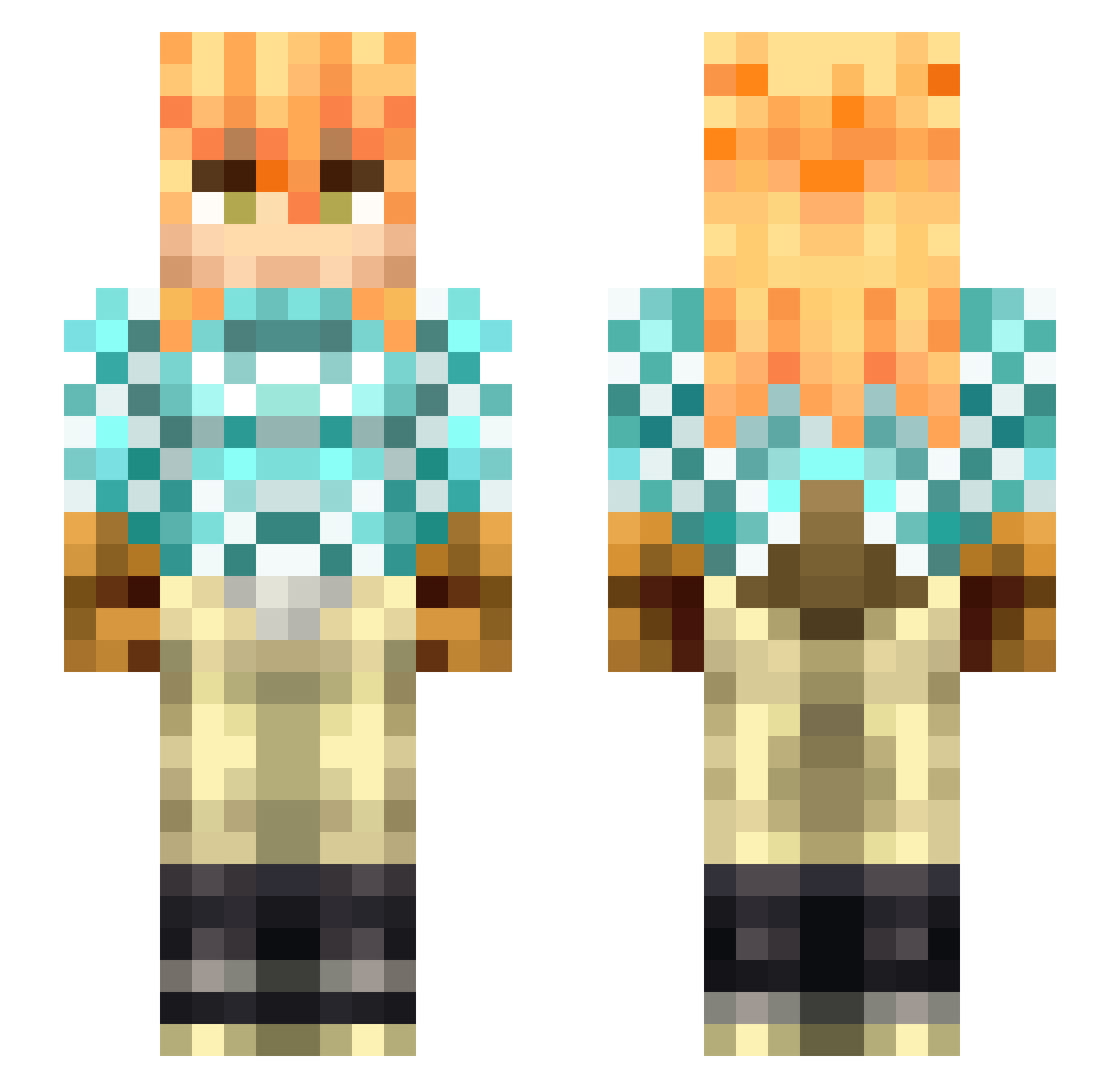 QuerriCodeQR Minecraft skin, front and back view