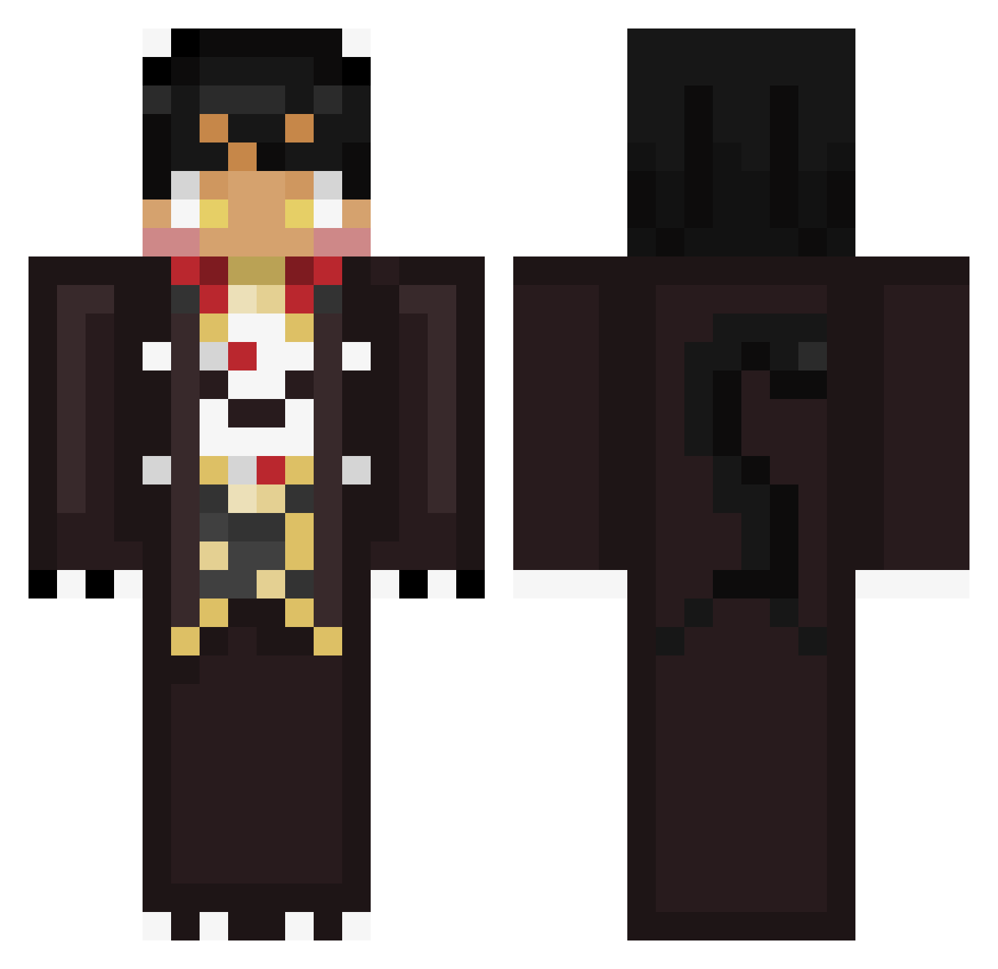 HannibalLecter69 Minecraft skin, front and back view