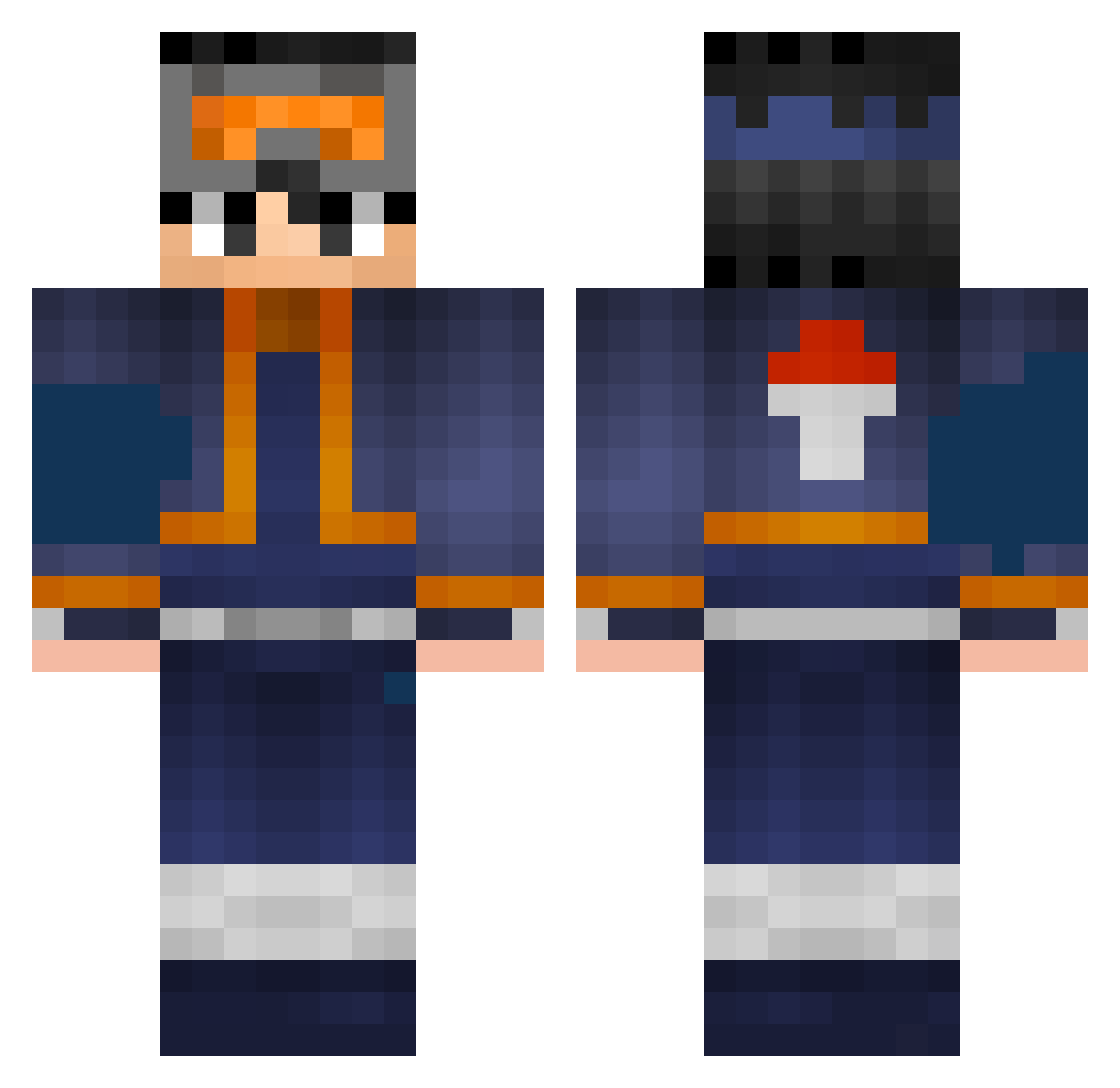 SnowFraqq Minecraft skin, front and back view