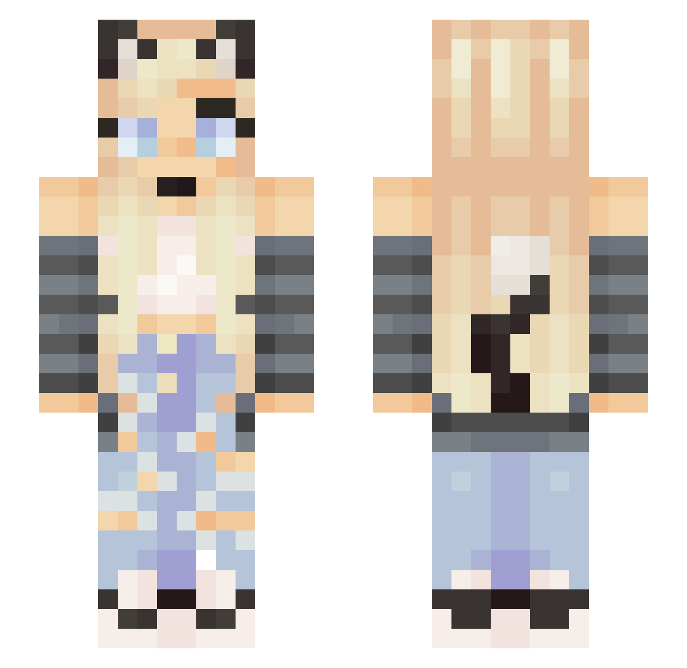 RealBubblez Minecraft skin, front and back view