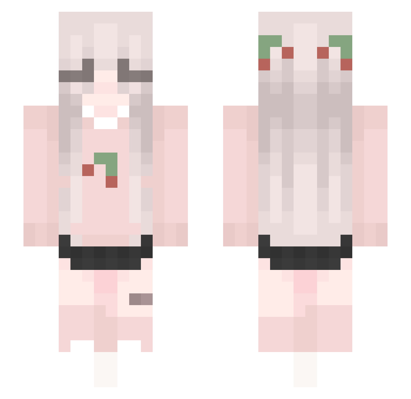 xNezz Minecraft skin, front and back view