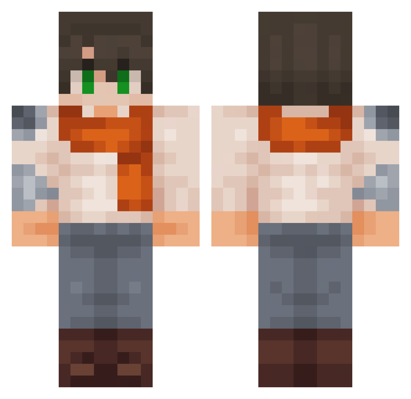 Grislybug8686 Minecraft skin, front and back view