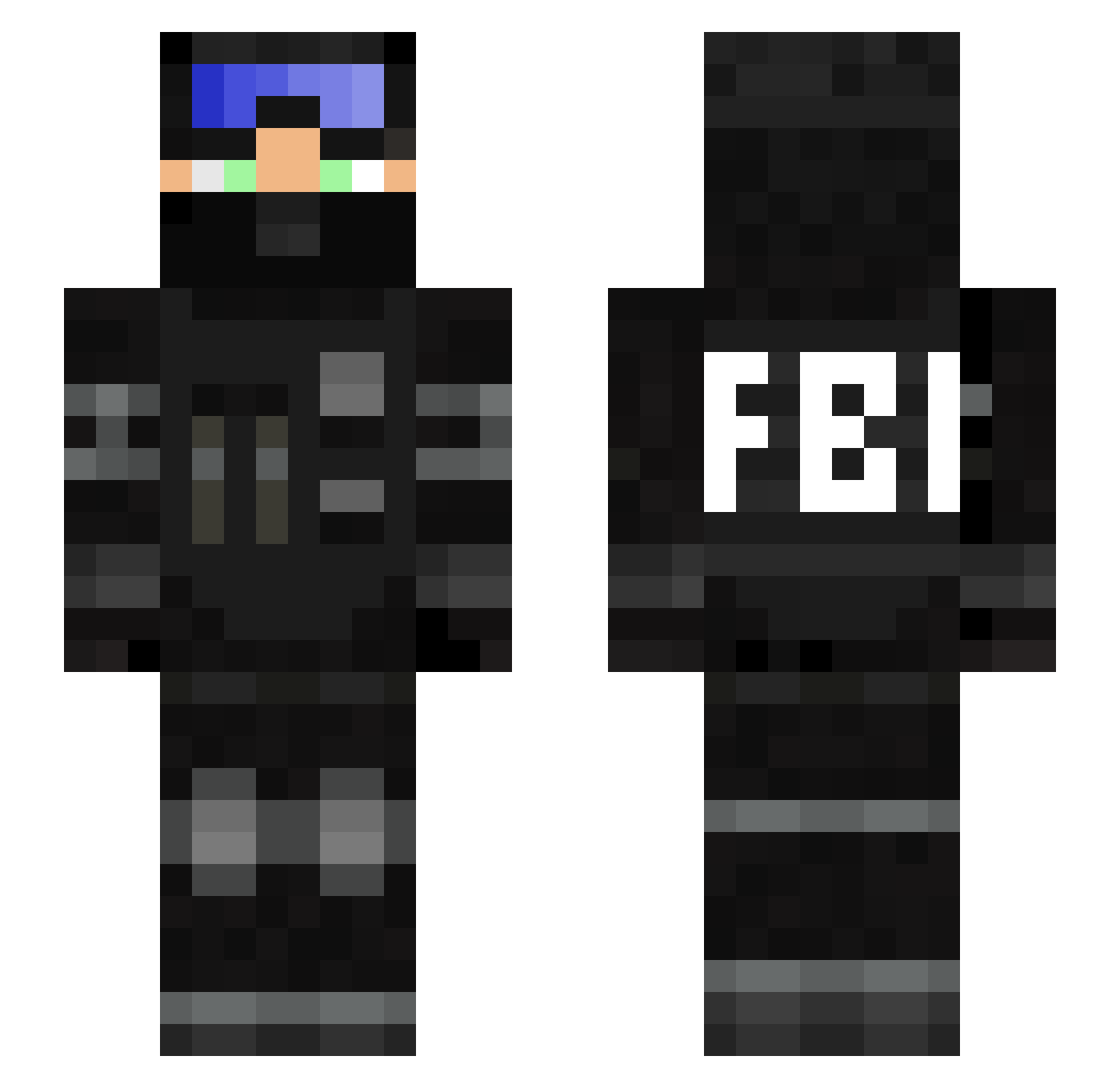 Colibrie1001 Minecraft skin, front and back view