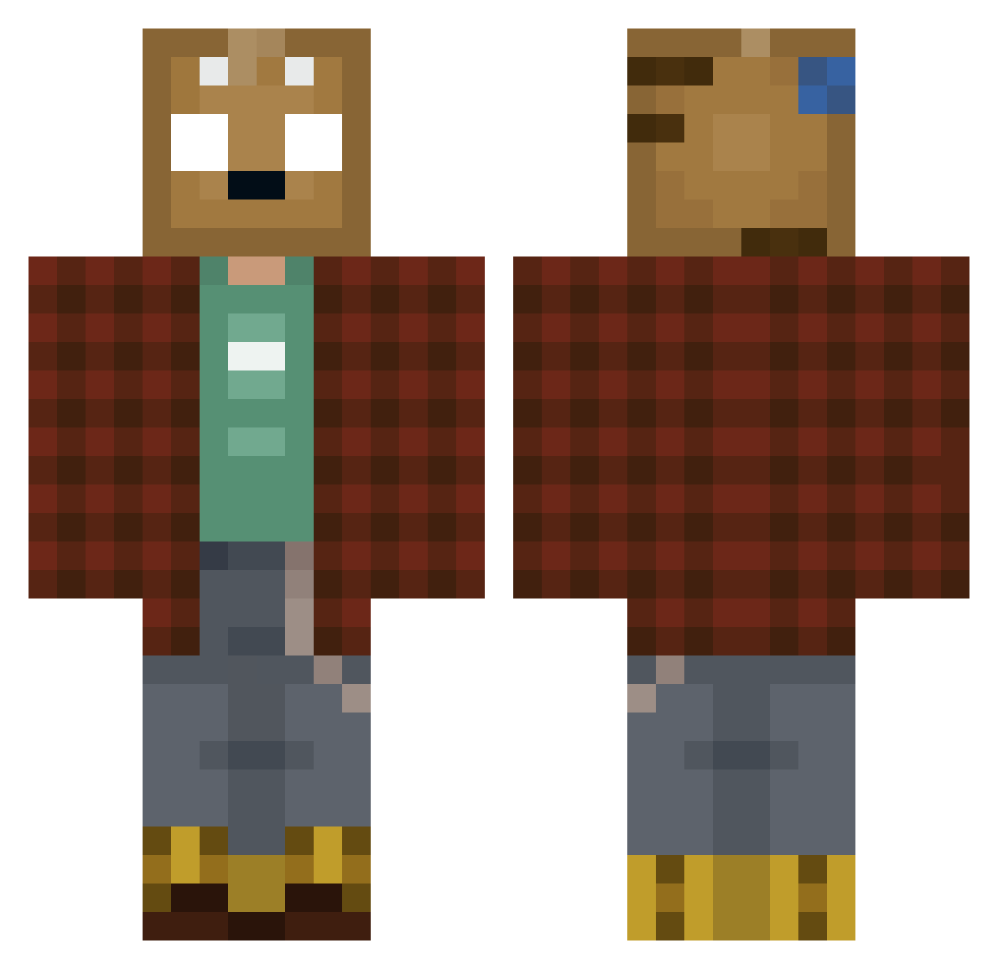 Captain__Kaz Minecraft skin, front and back view