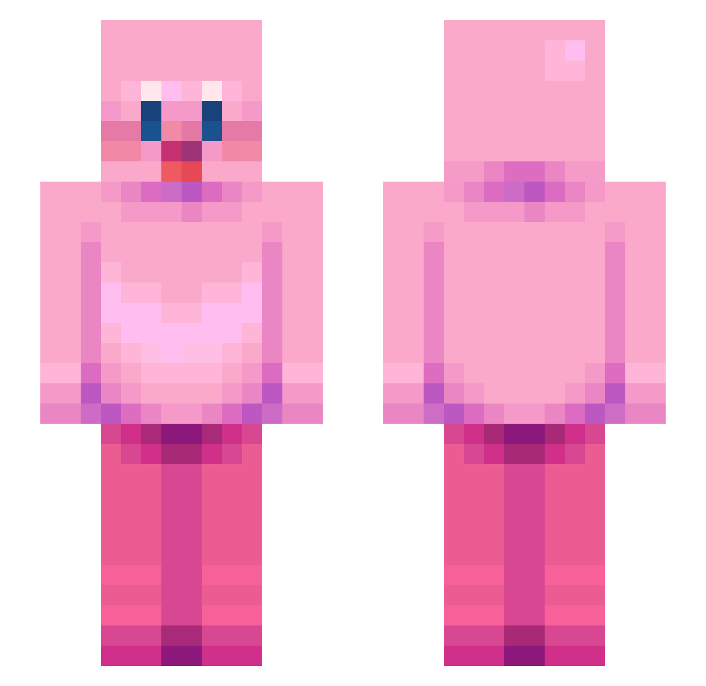 peteeyboo Minecraft skin, front and back view