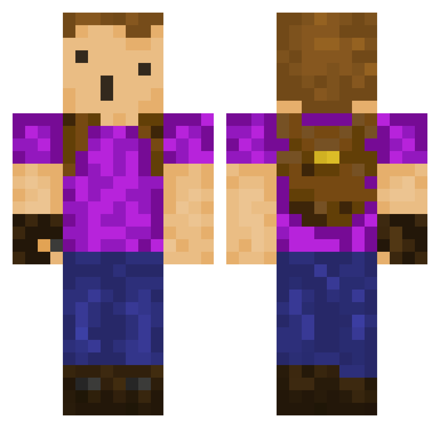 Purpy8 Minecraft skin, front and back view