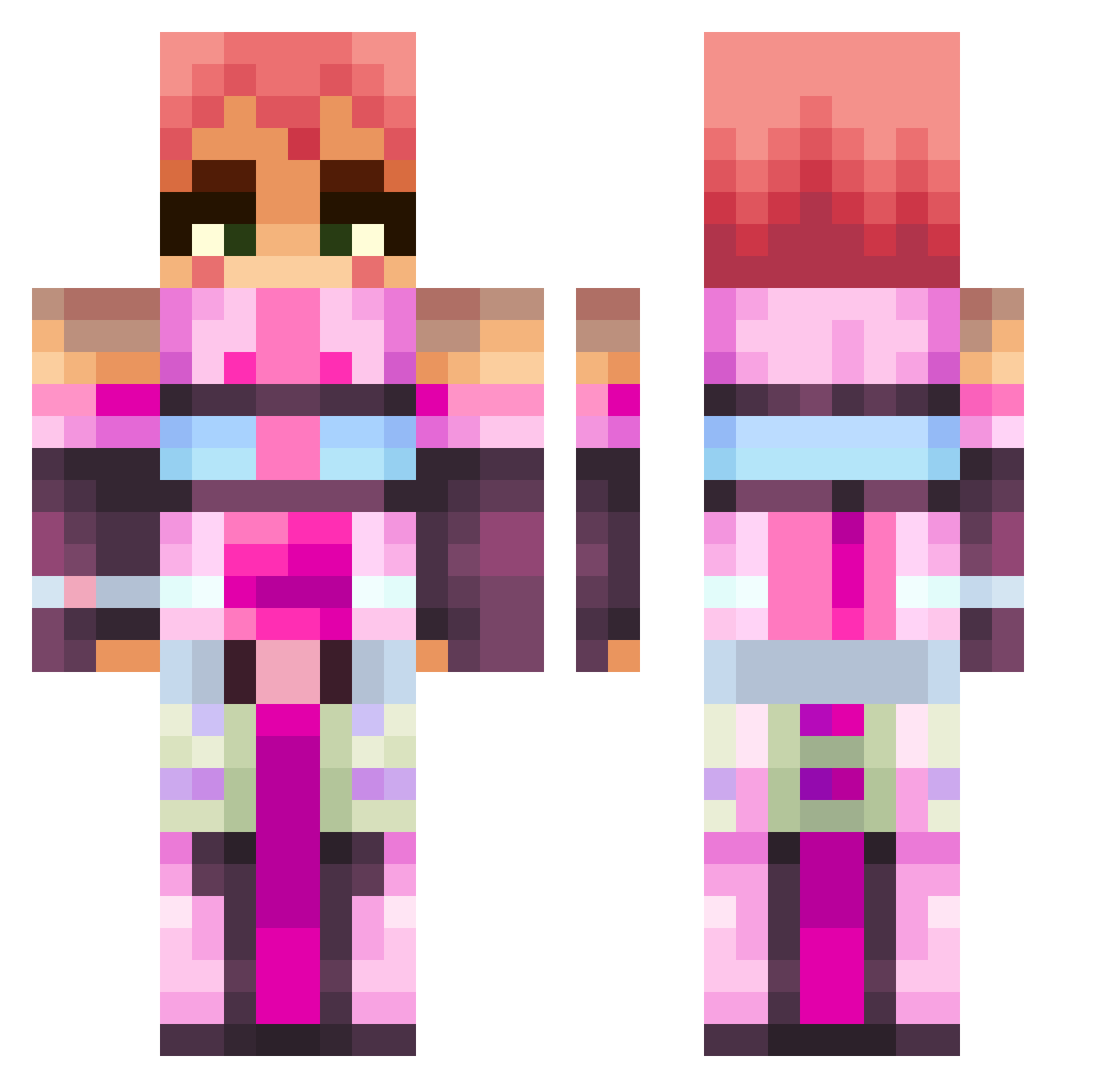 AZOXV2 Minecraft skin, front and back view