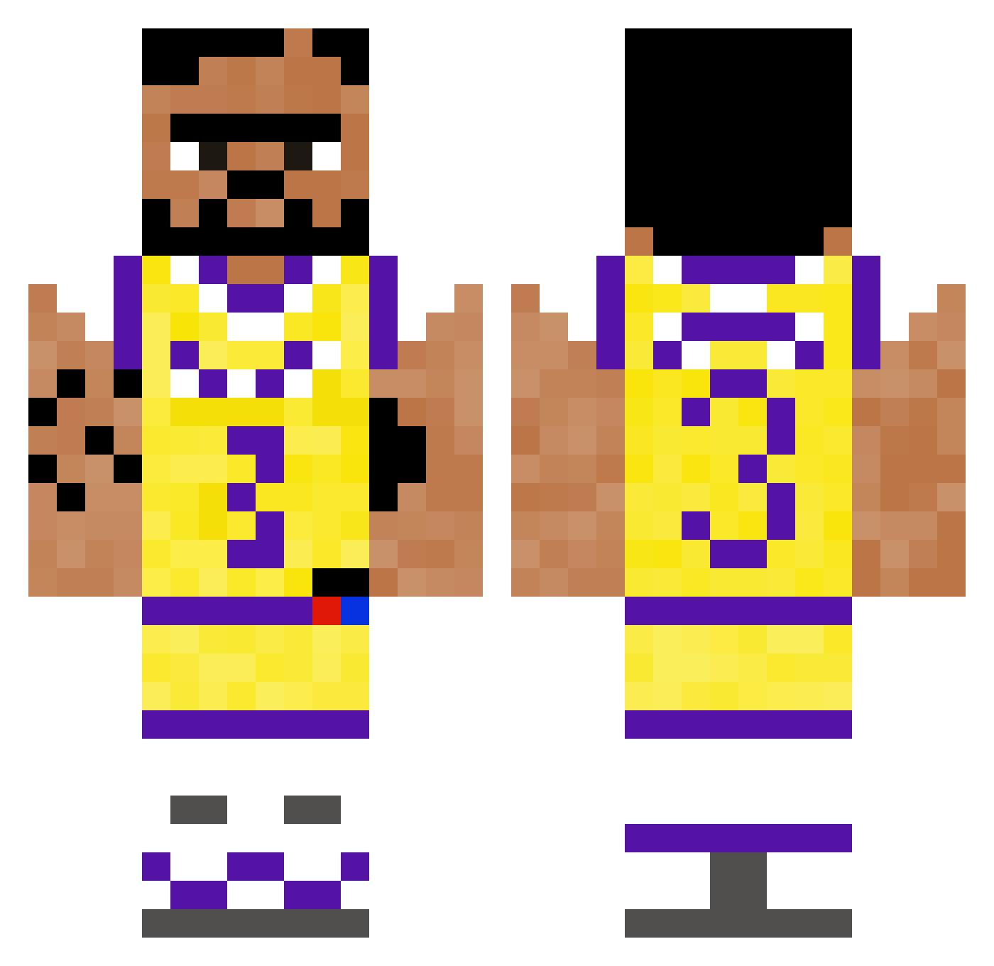 Jibbyie Minecraft skin, front and back view