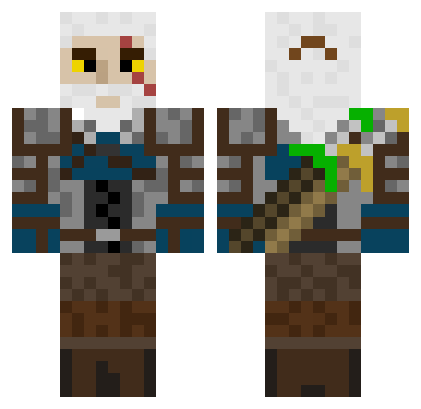 Counterfeits Minecraft skin, front and back view