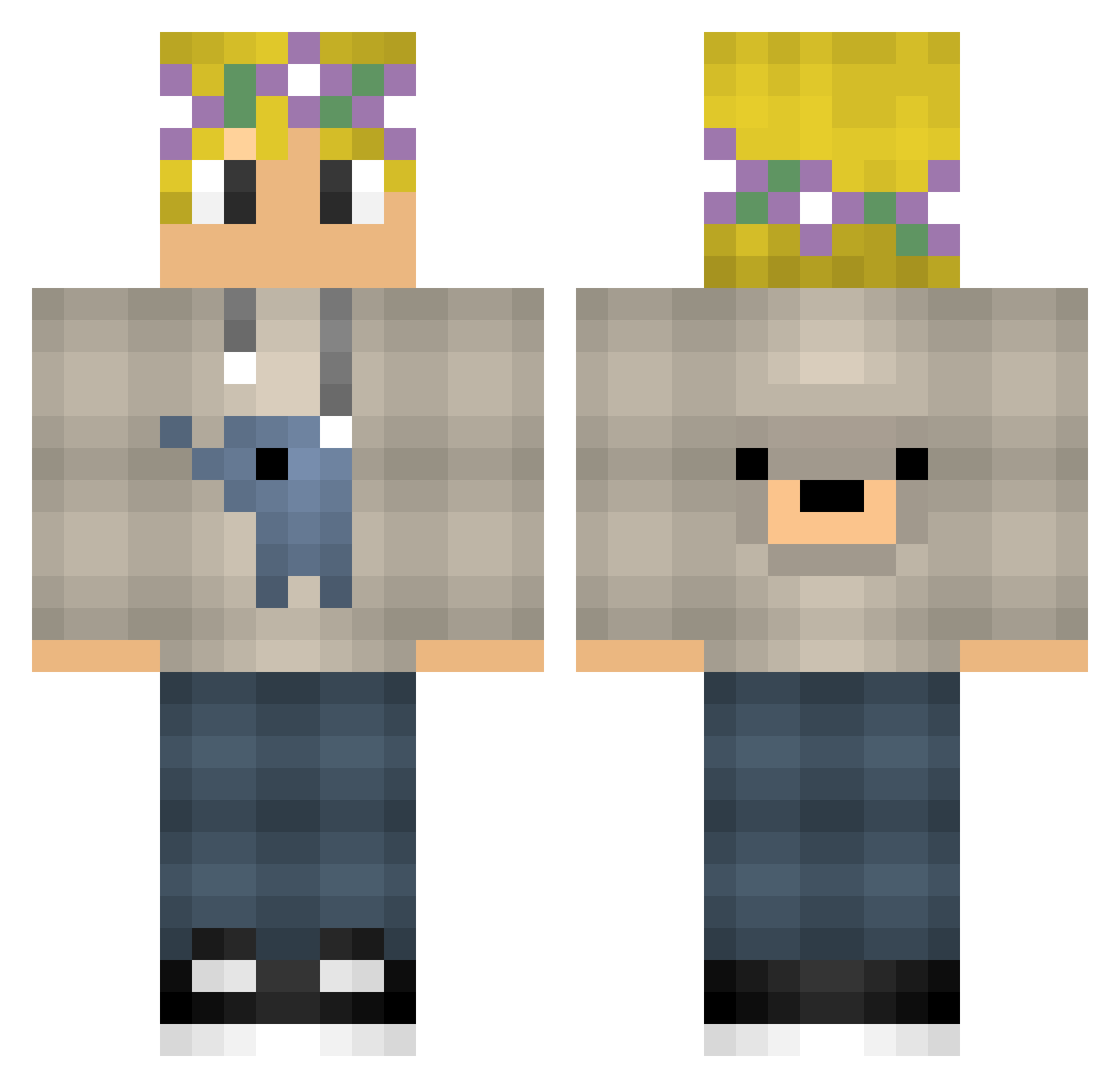 OneWholeGay Minecraft skin, front and back view