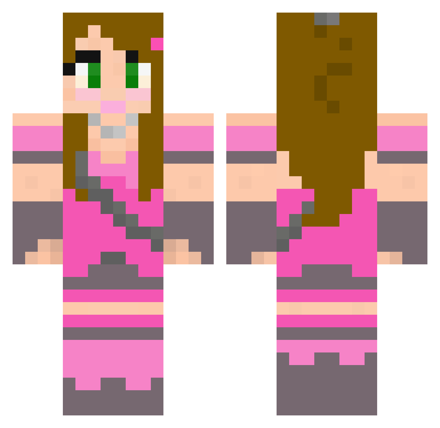Ginny Minecraft skin, front and back view