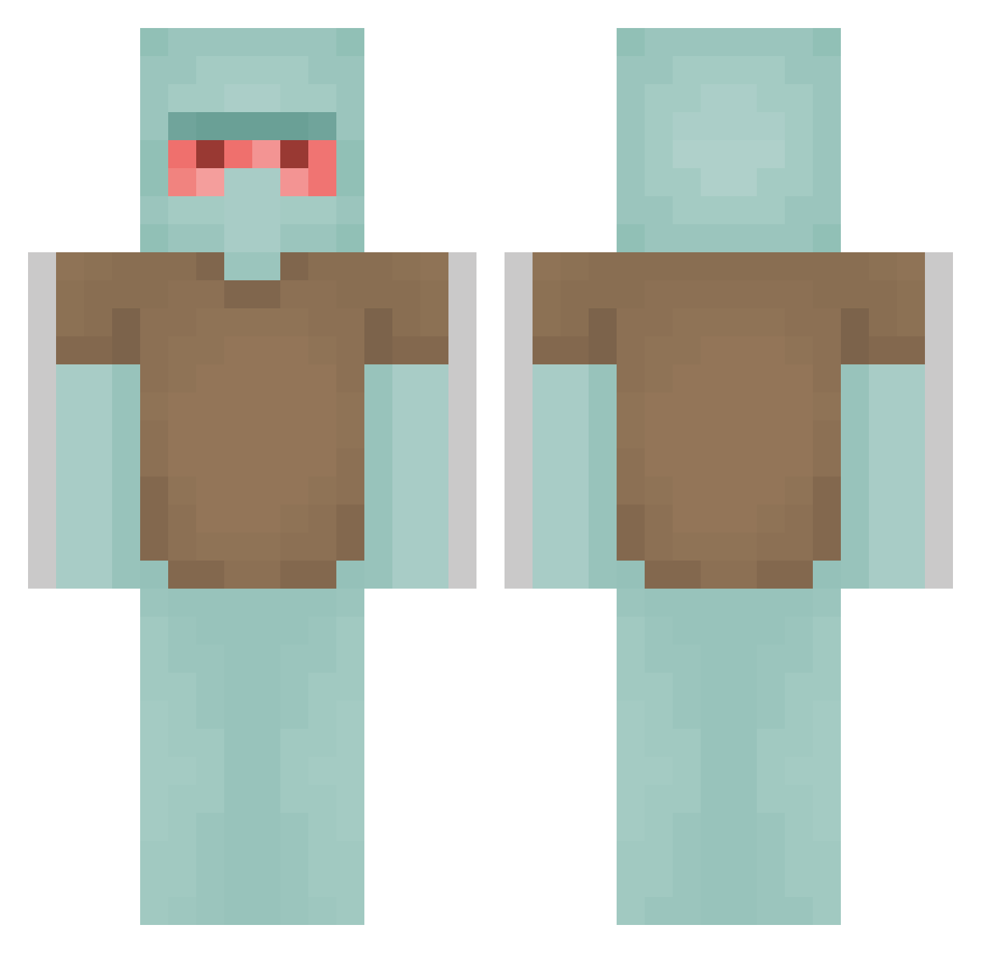 Squidweeed Minecraft skin, front and back view