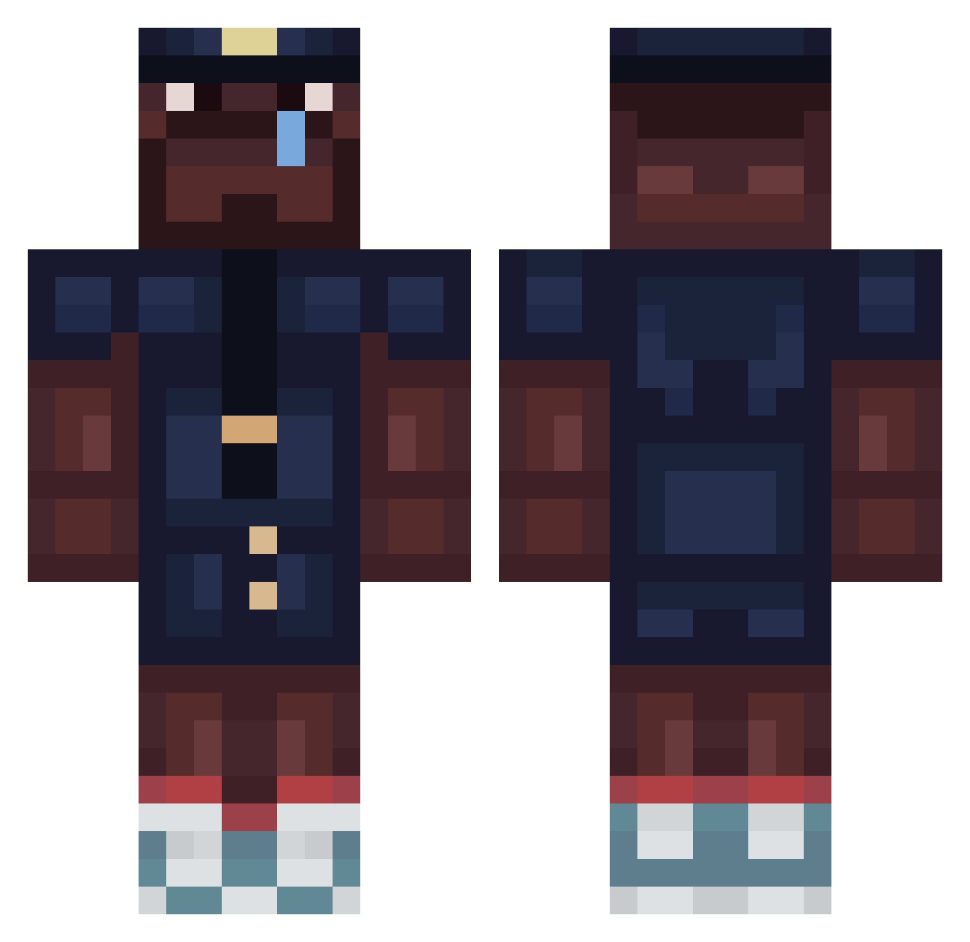 1NF3RNO21 Minecraft skin, front and back view