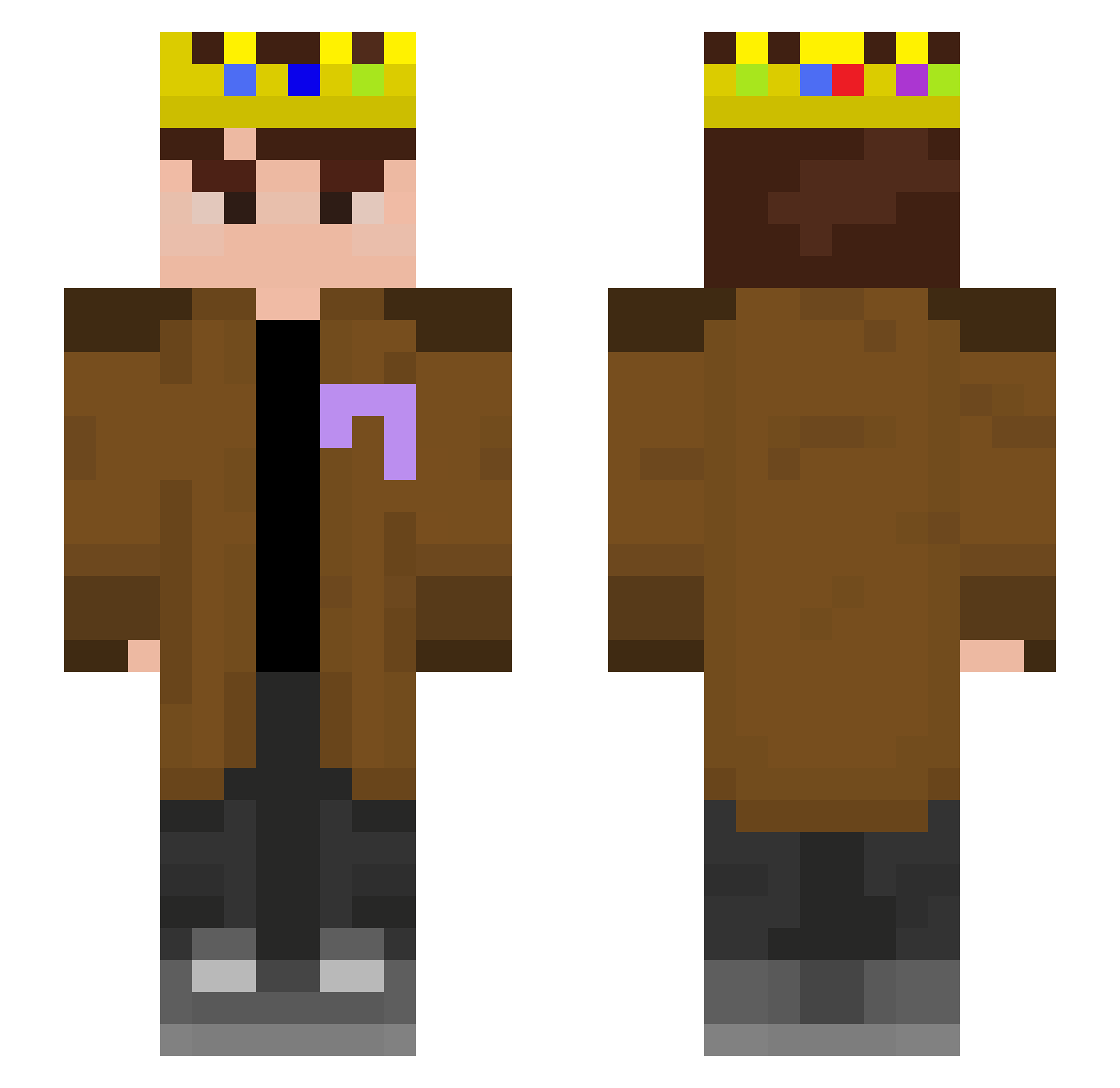 VyronTG Minecraft skin, front and back view