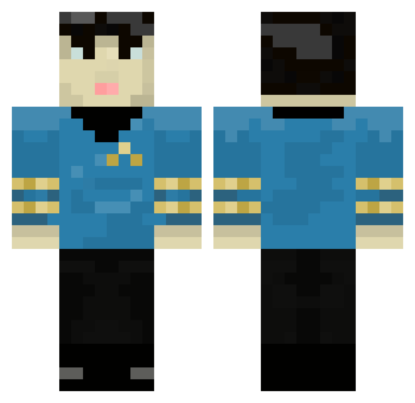 Foil Minecraft skin, front and back view