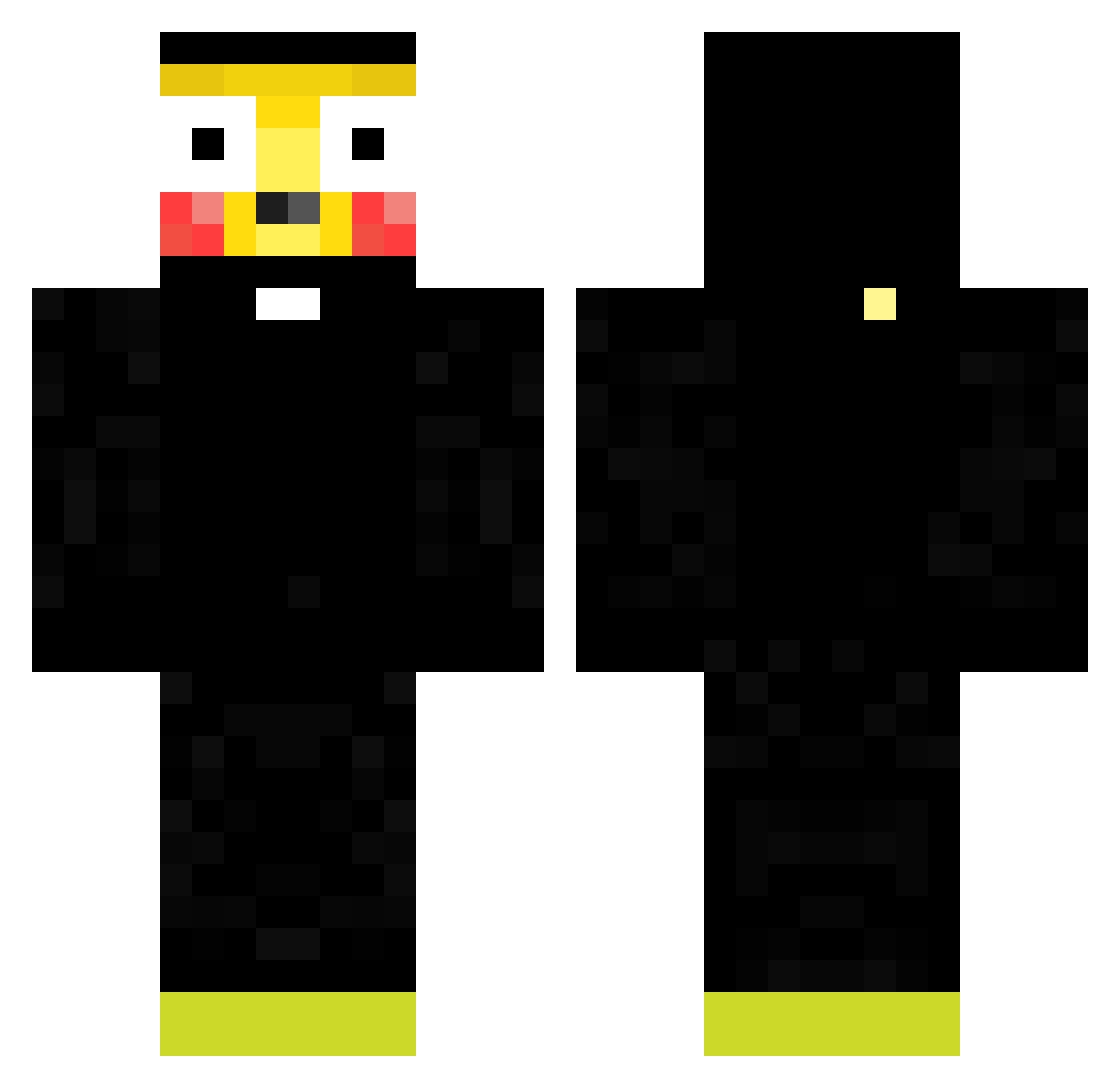 yvch Minecraft skin, front and back view