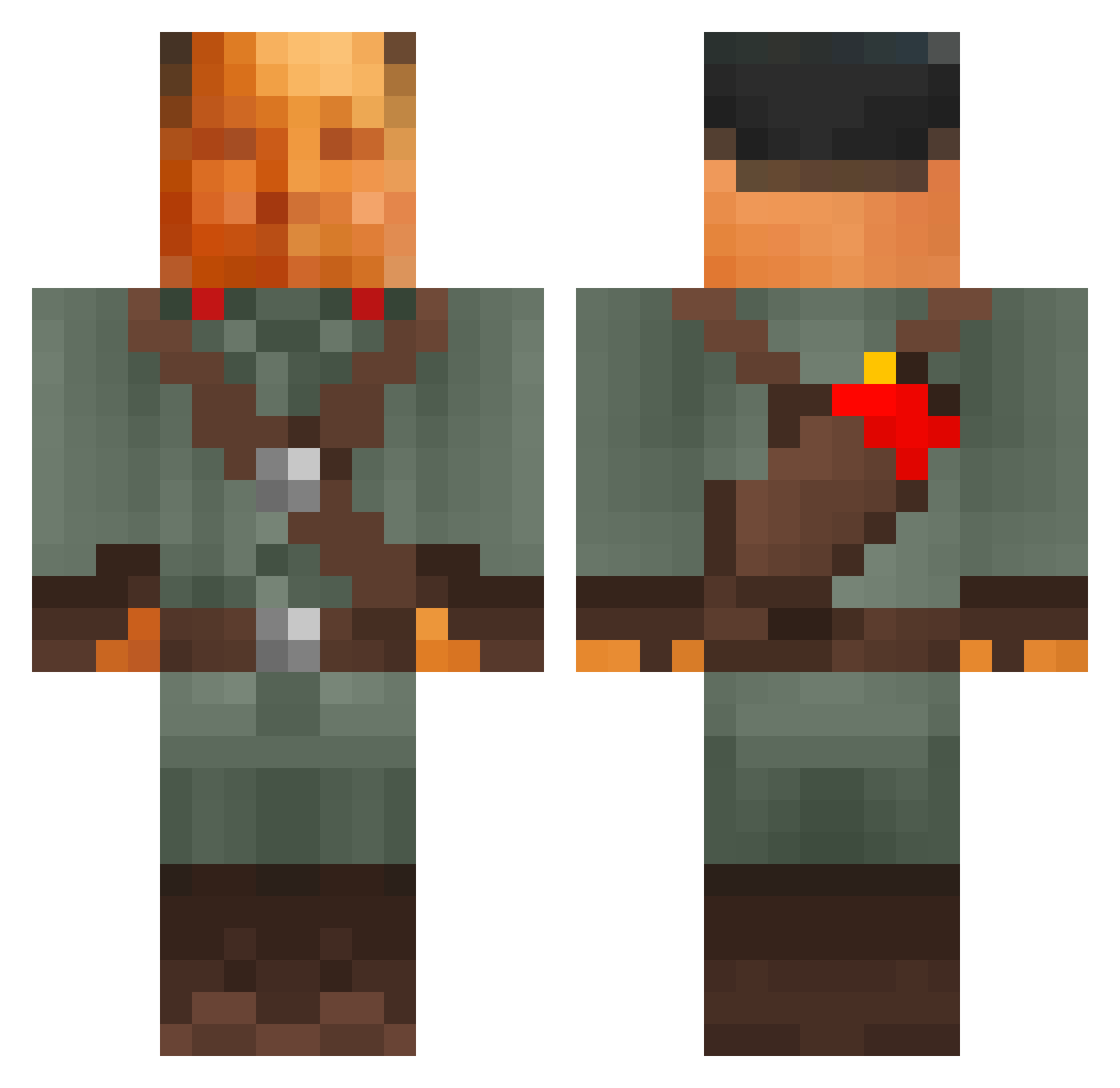 huxpux Minecraft skin, front and back view