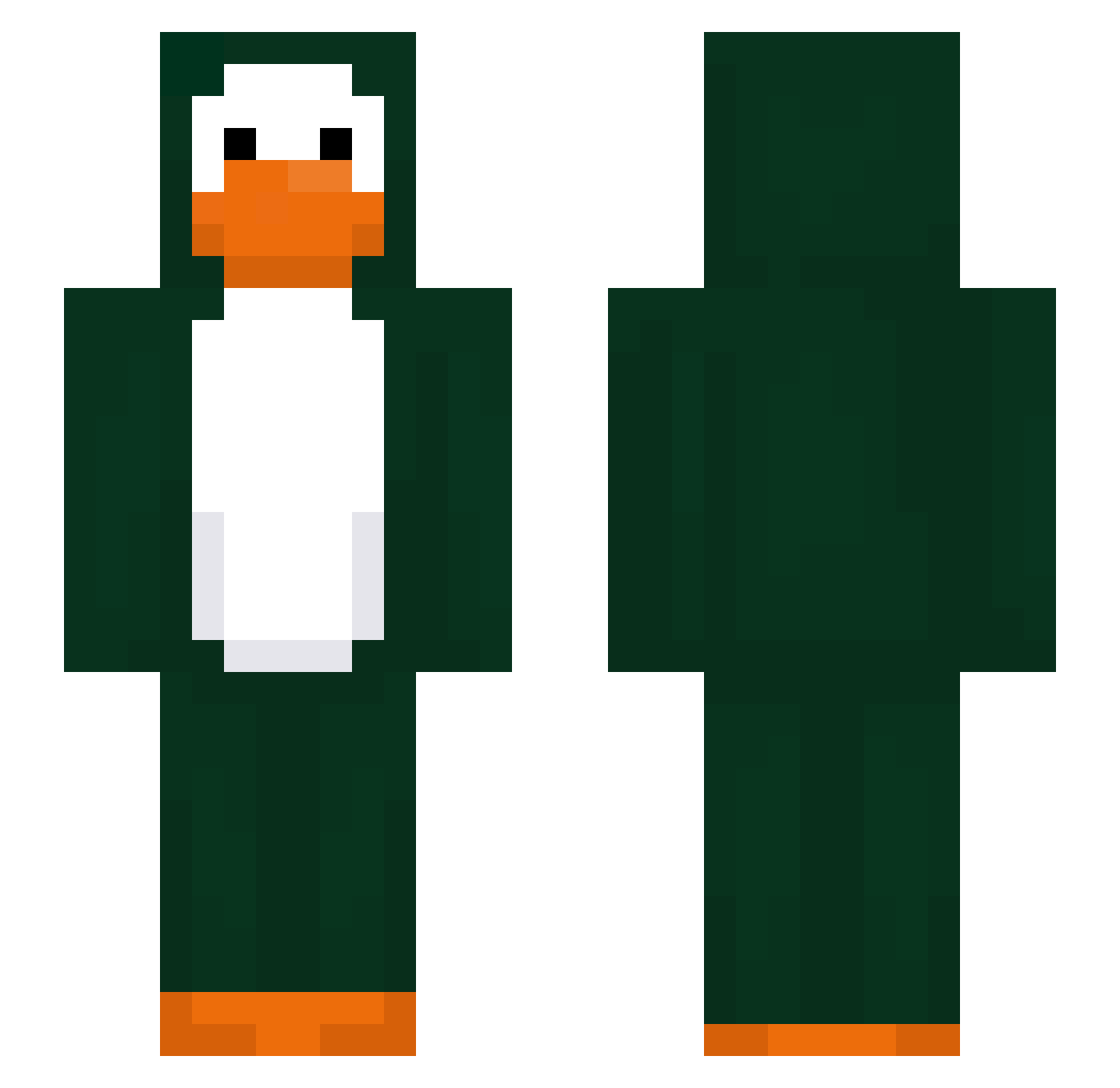 PosDuck Minecraft skin, front and back view