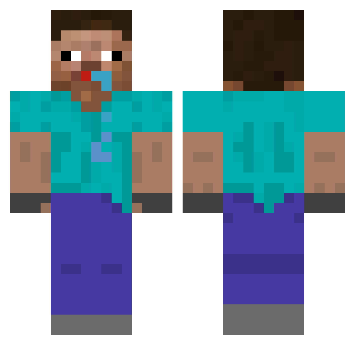 Yuuki135 Minecraft skin, front and back view