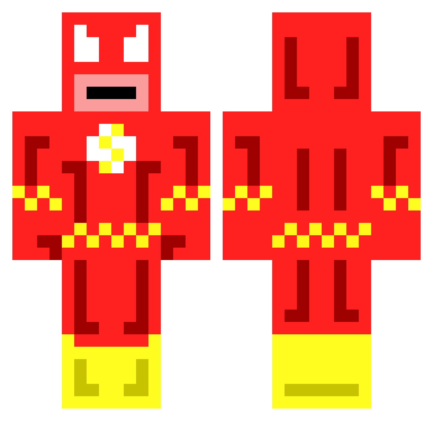 Yeetster26 Minecraft skin, front and back view